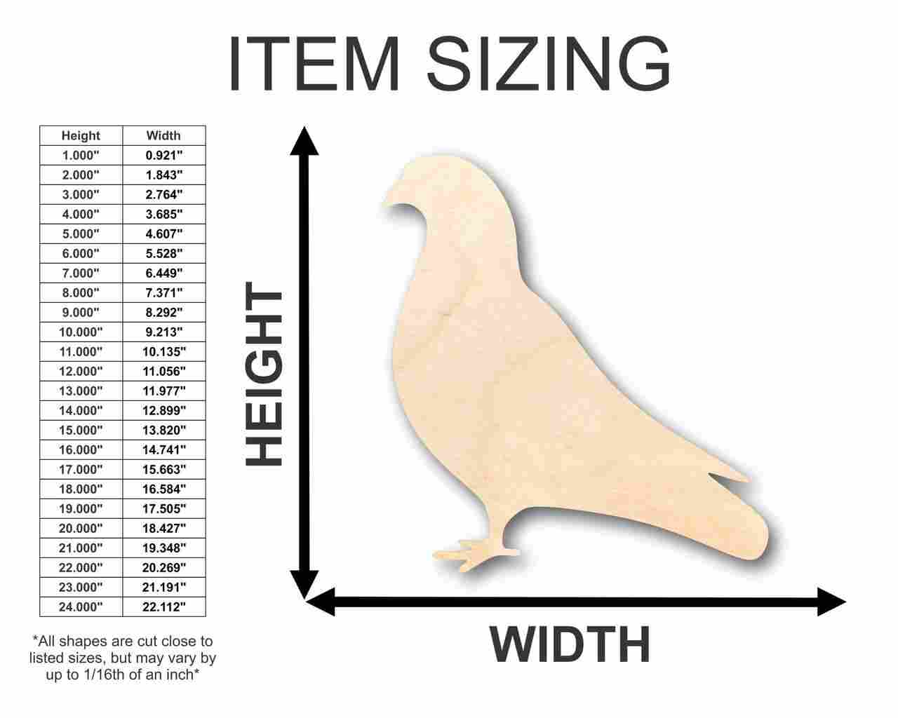 Unfinished Wood Pigeon Shape - Bird - Wildlife - Craft - up to 46" DIY - Image 2