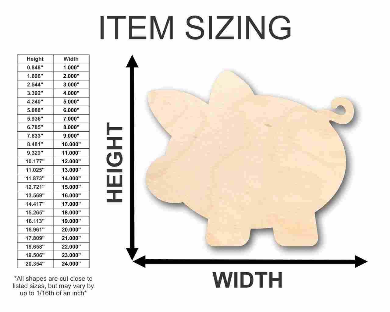 Unfinished Wood Piglet Piggy Bank Shape - Farm Animal - Money - Craft - up to 46" DIY - Image 2