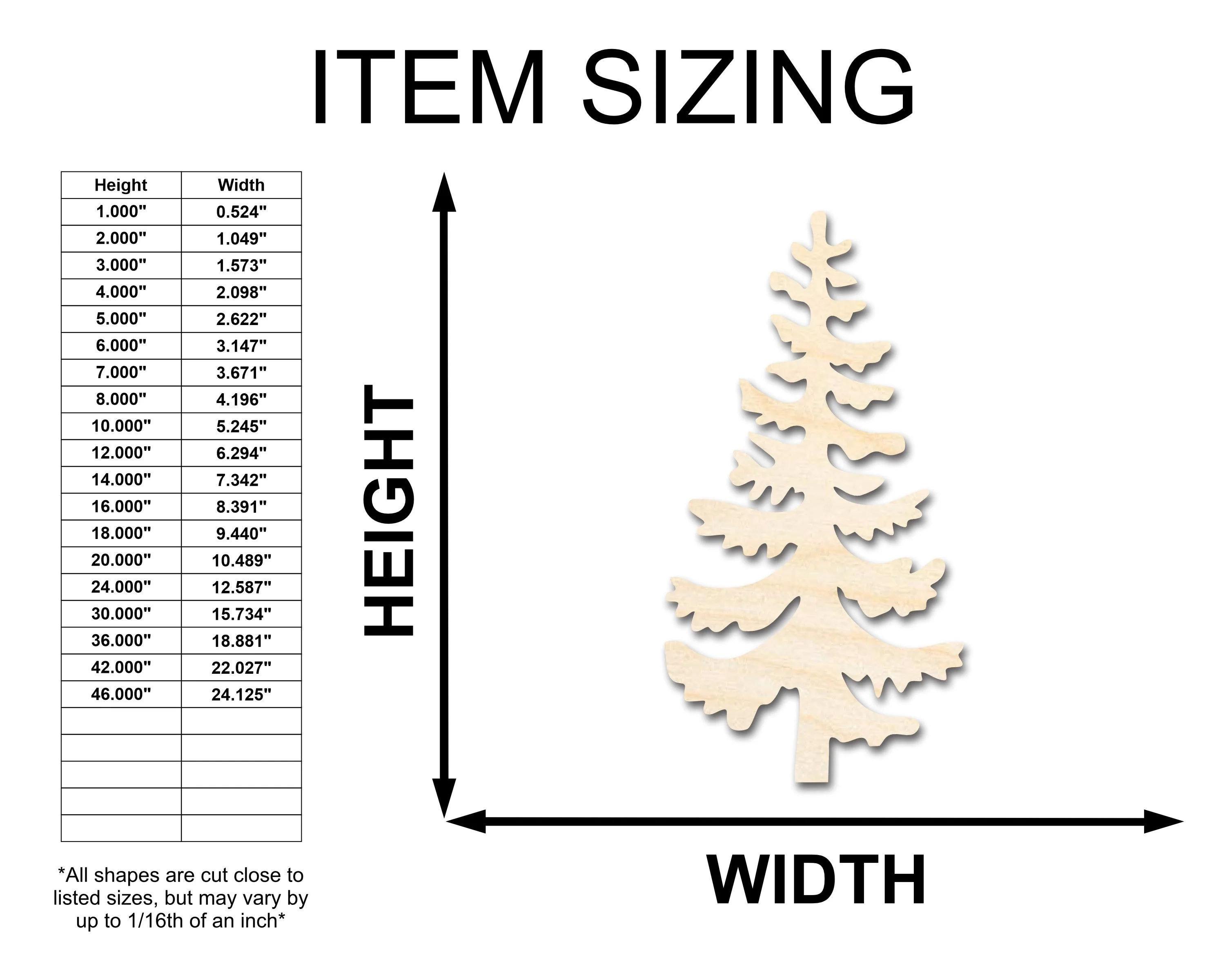 Unfinished Wood Pine Tree Shape - Craft - up to 46" - Image 2