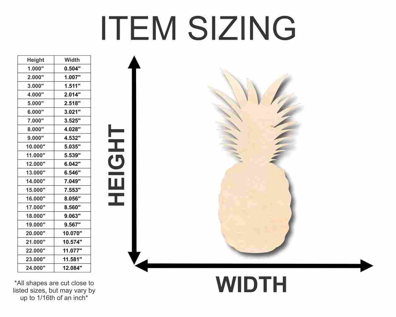 Unfinished Wood Pineapple Shape - Fruit - Tropical - Craft- up to 46" DIY - Image 2