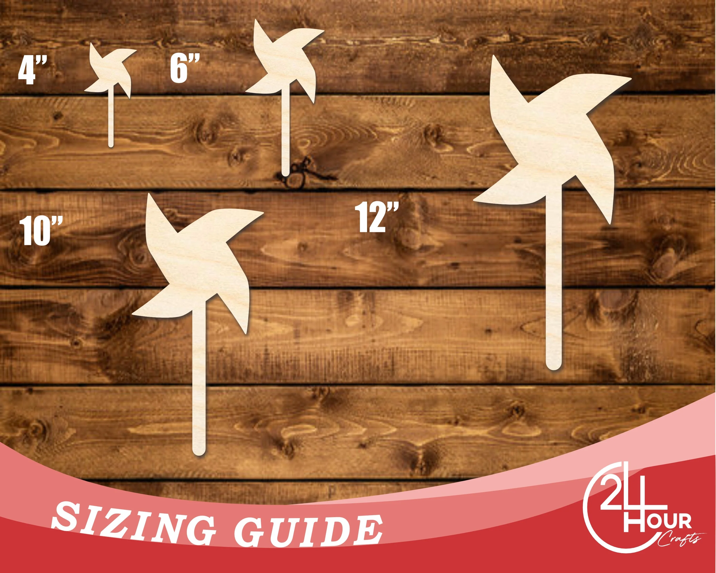 Unfinished Wood Pinwheel Shape | DIY Craft Cutout | up to 46" DIY - Image 3
