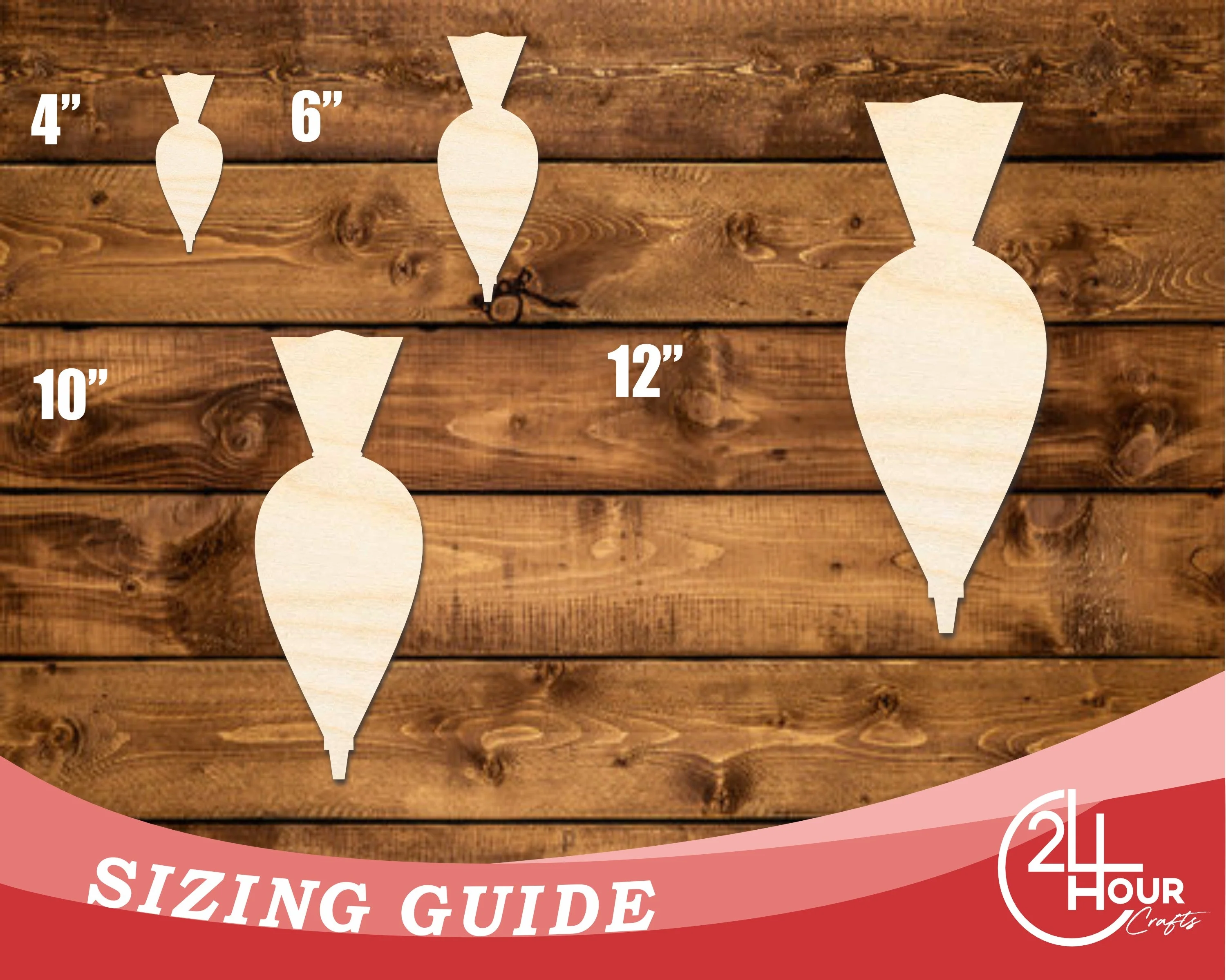 Unfinished Wood Piping Bag Shape | DIY Craft Cutout | up to 46" DIY - Image 3