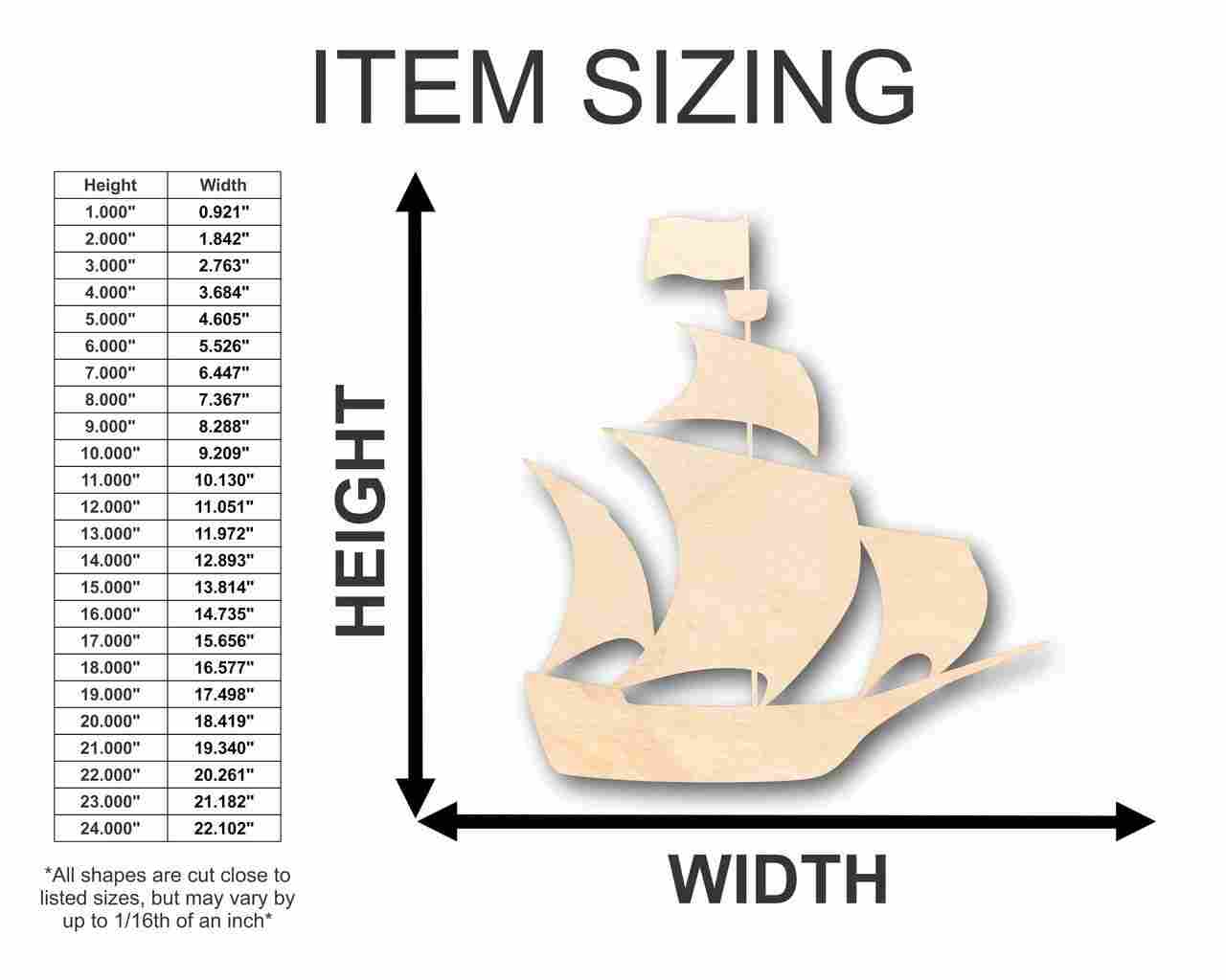 Unfinished Wood Pirate Ship Shape - Pirates - Craft - up to 46" DIY - Image 2