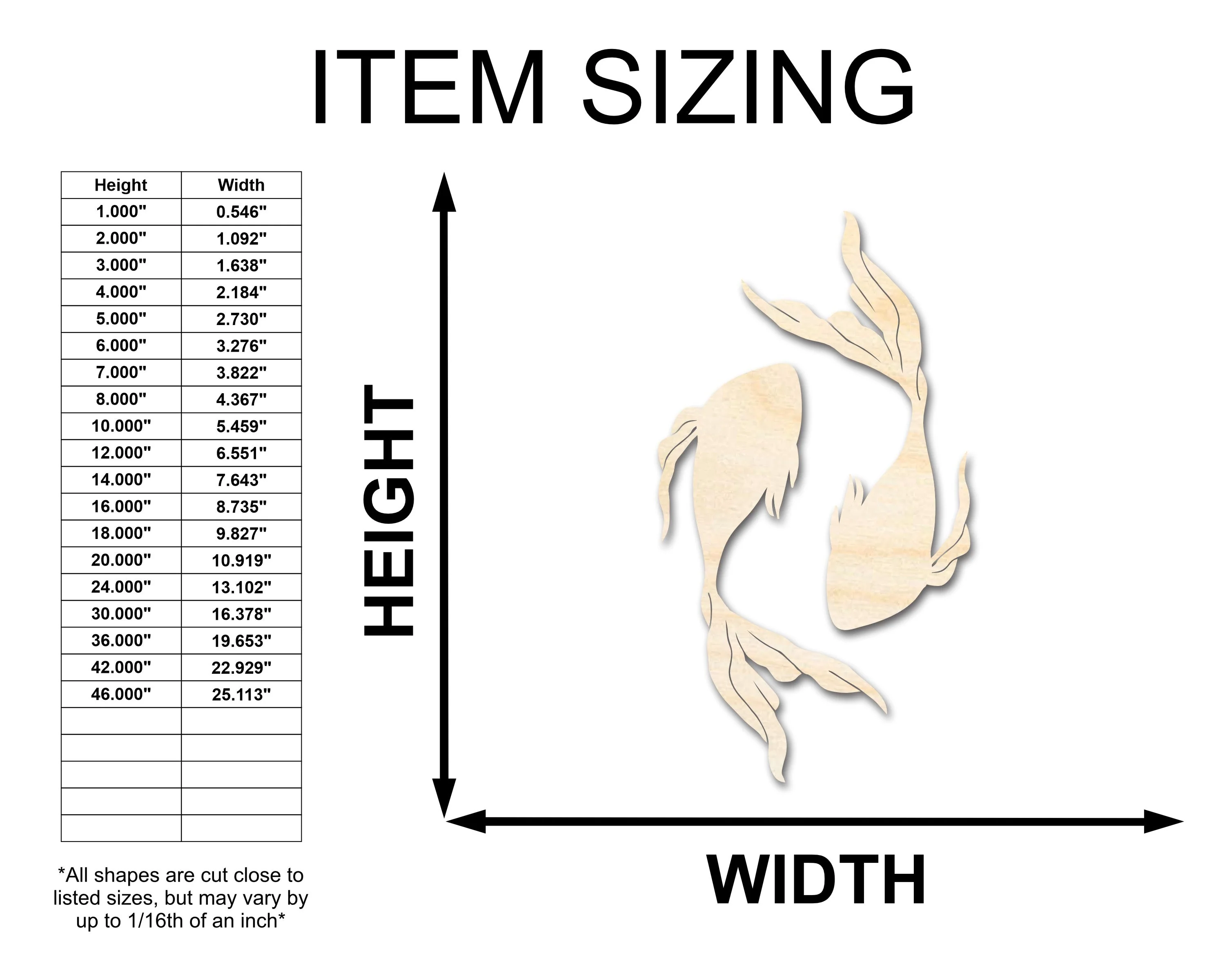 Unfinished Wood Pisces Fish Shape - Zodiac Craft - up to 46" - Image 2