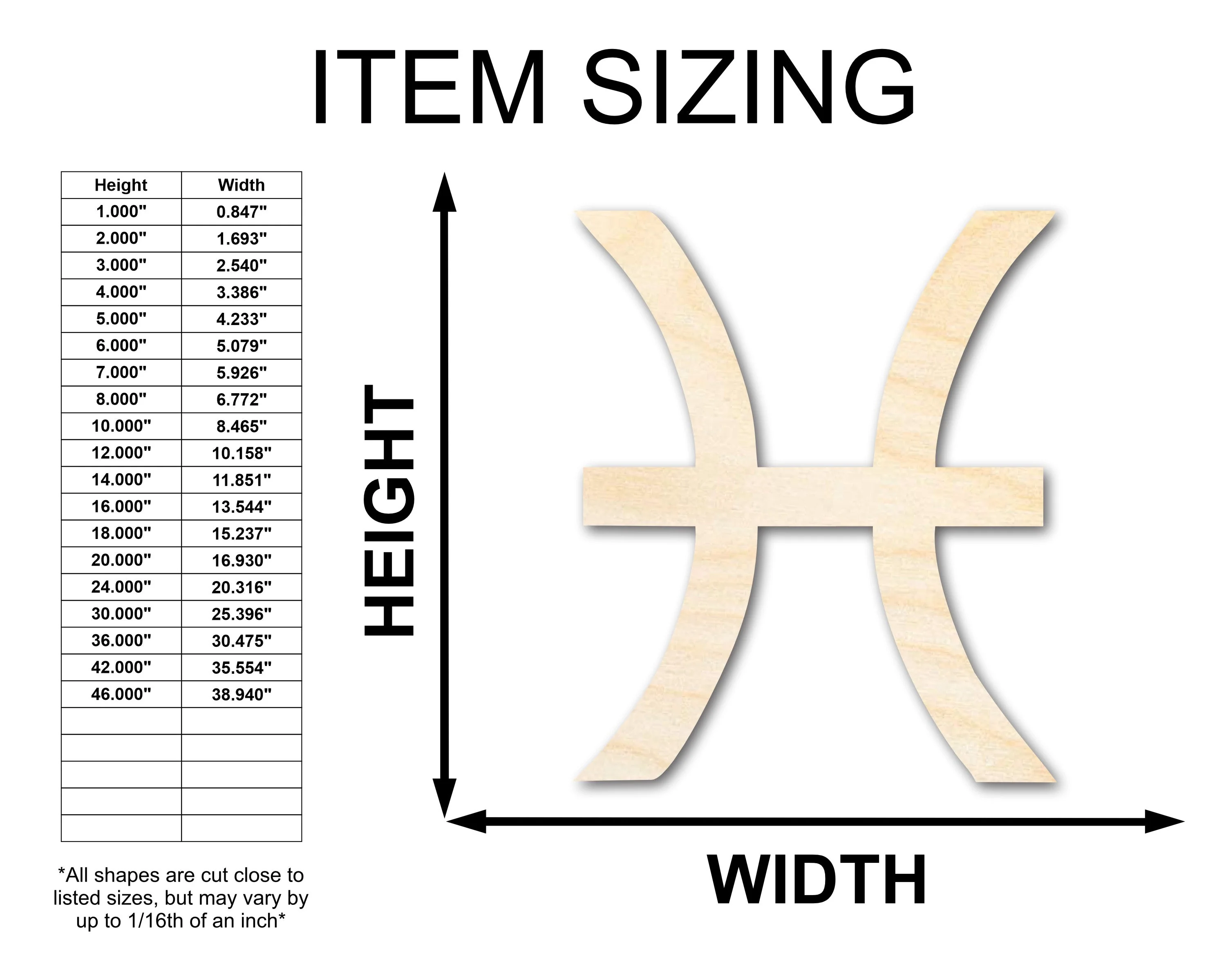 Unfinished Wood Pisces Sign Shape - Zodiac Craft - up to 46" - Image 2