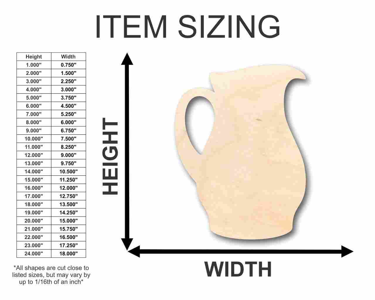 Unfinished Wood Pitcher Shape - Kitchen - Lemonade - Tea - Water - Craft - up to 46" DIY - Image 2