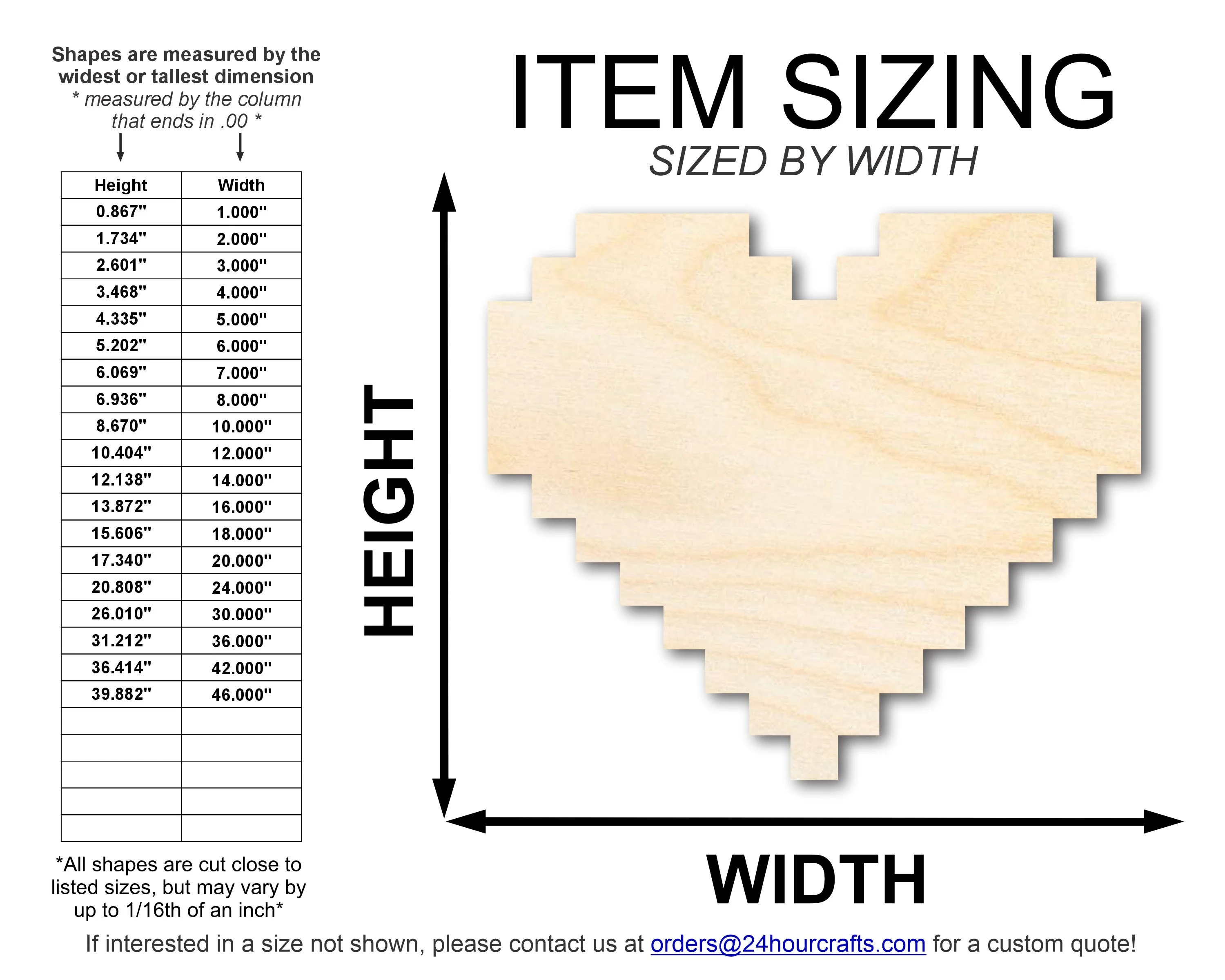 Unfinished Wood Pixel Heart Shape | DIY Craft Cutout | up to 46" DIY - Image 2