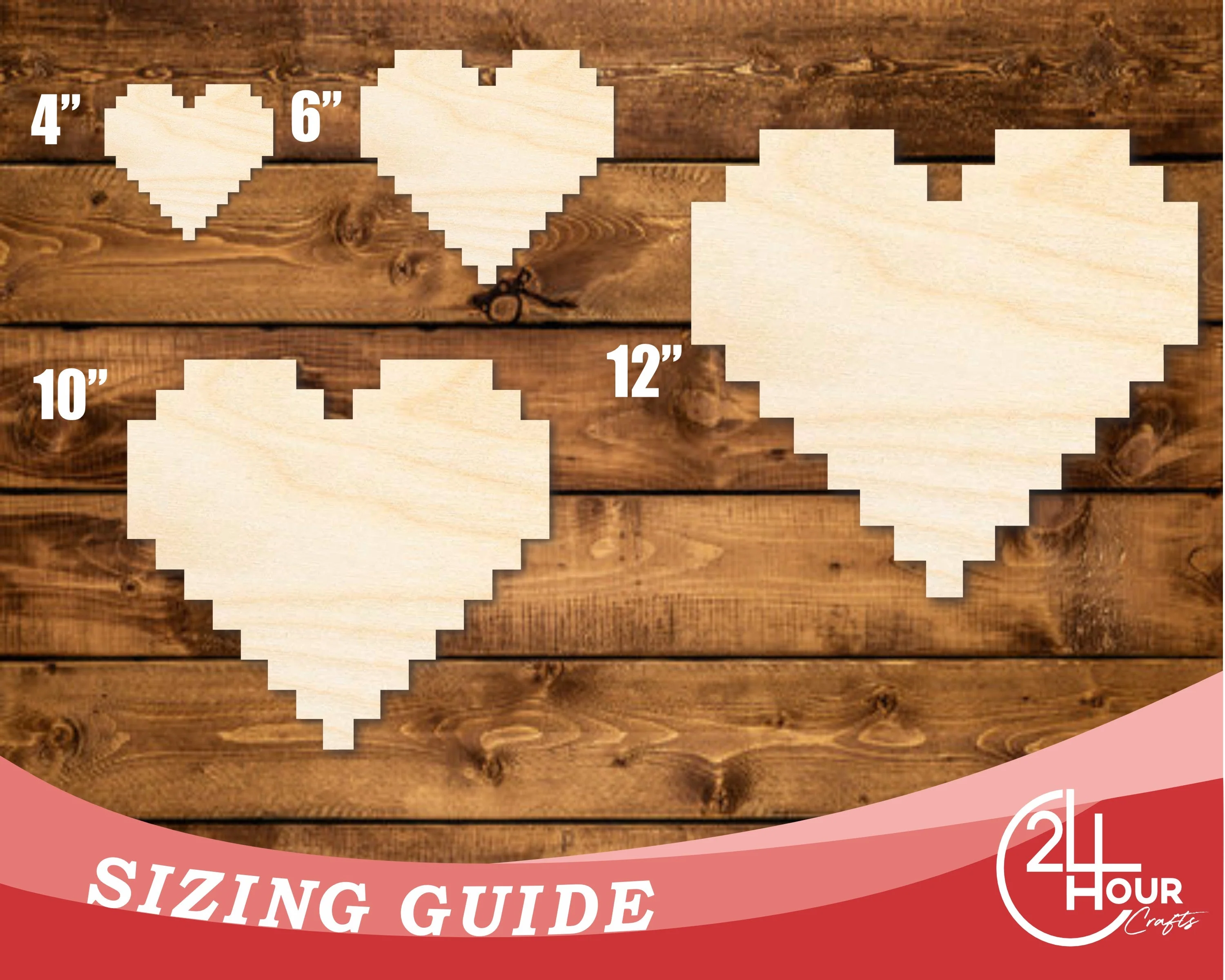 Unfinished Wood Pixel Heart Shape | DIY Craft Cutout | up to 46" DIY - Image 3