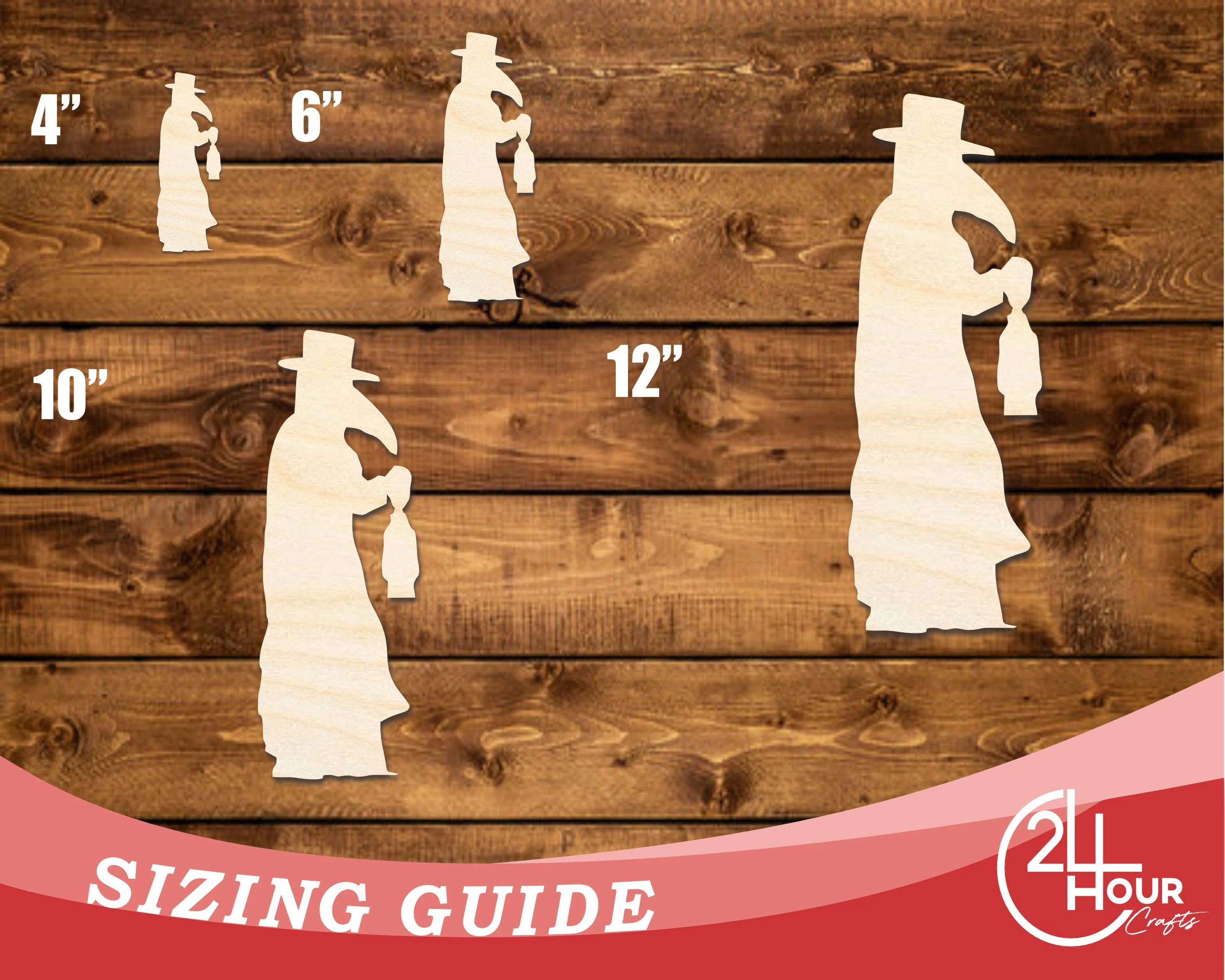 Unfinished Wood Plague Doctor With Lantern Shape | DIY Craft Cutout | up to 46" DIY - Image 3