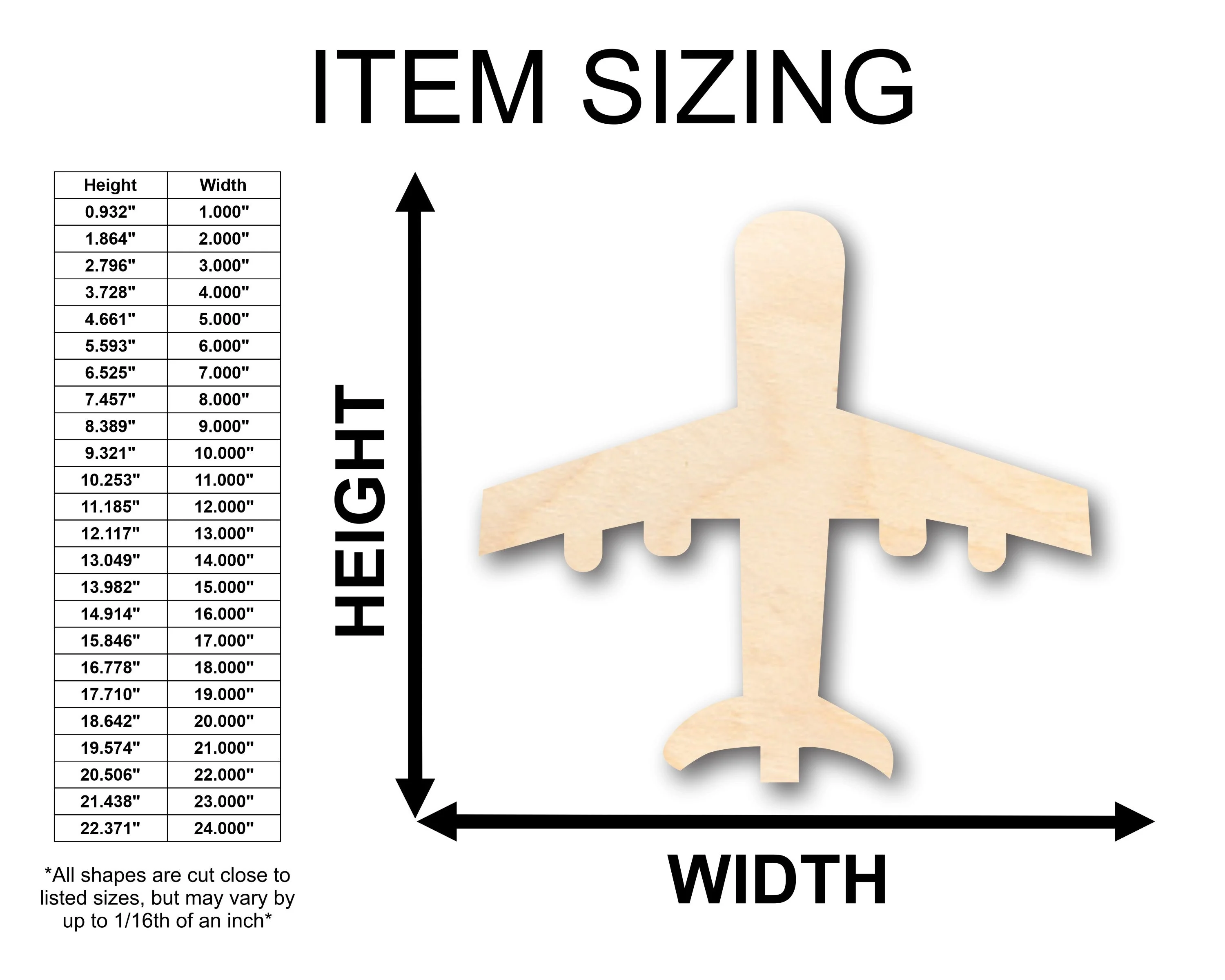 Unfinished Wood Planes Shape - Craft - up to 46" DIY - Image 2