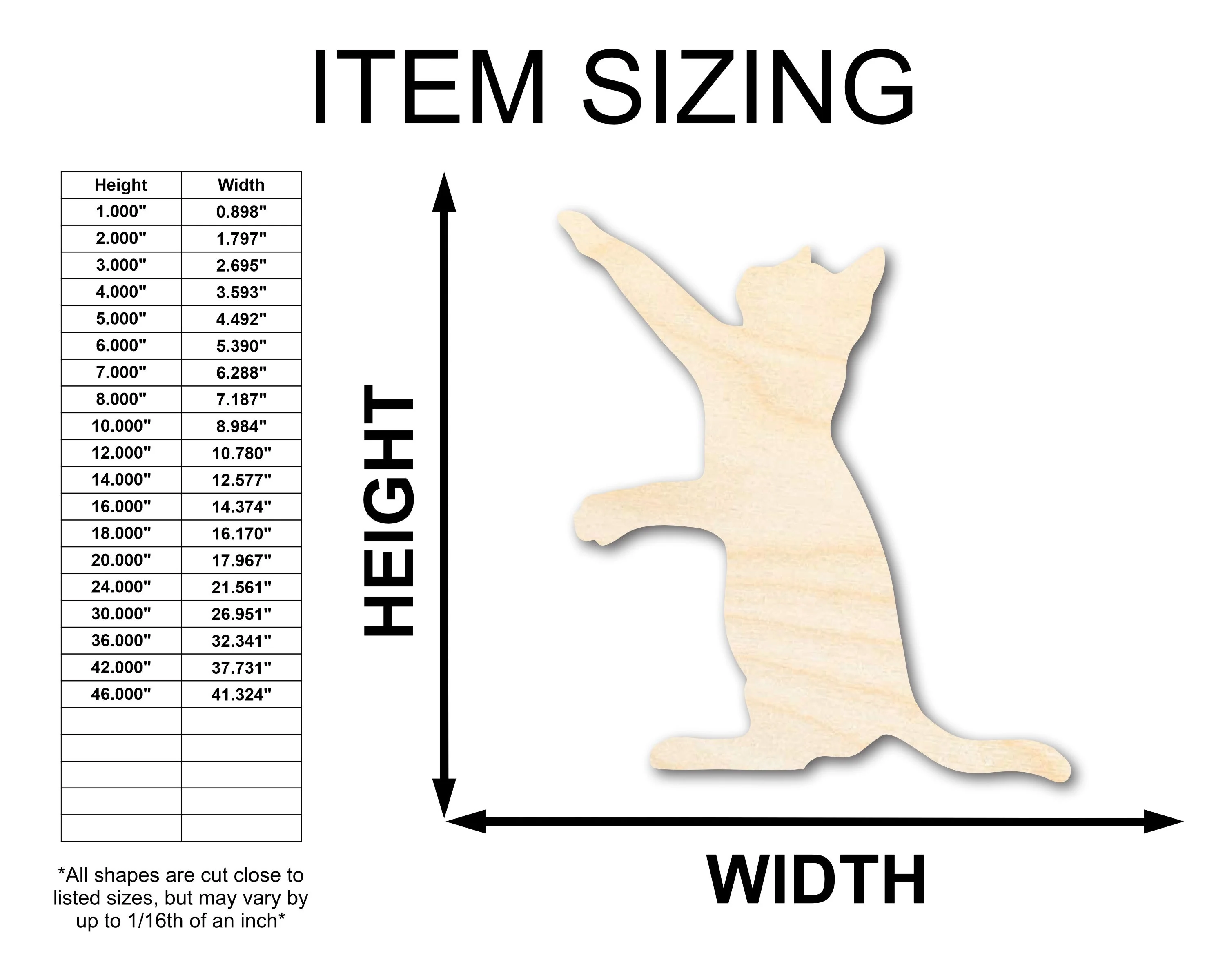 Unfinished Wood Playing Cat Shape - Craft - up to 46" - Image 3