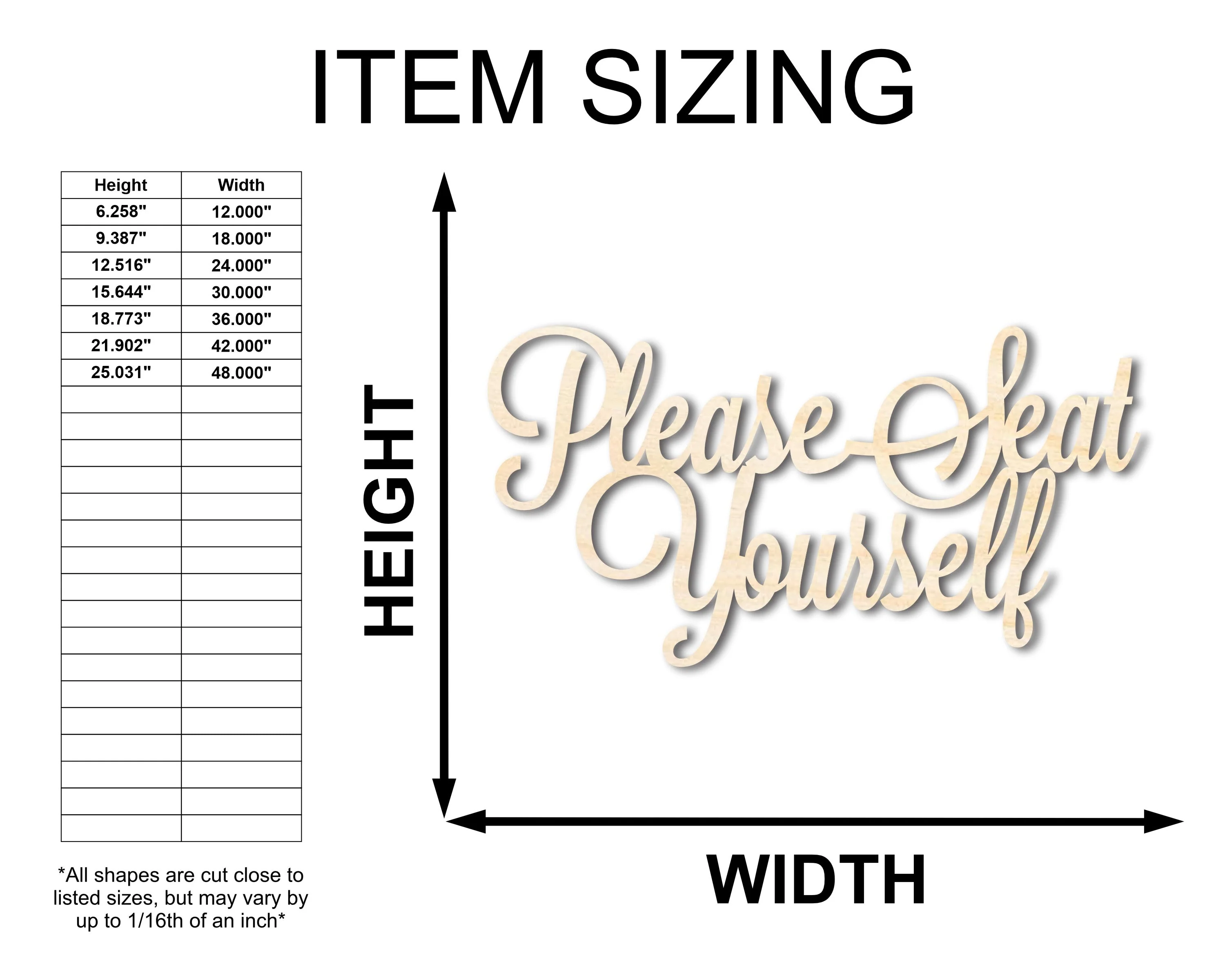 Unfinished Wood Please Seat Yourself Shape - DIY Wedding Craft - up to 46" - Image 2