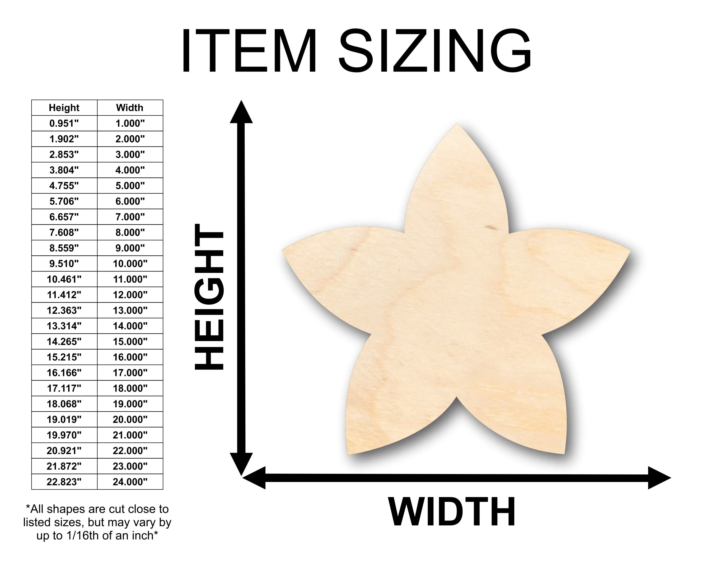 Unfinished Wood Plumeria Flower Petals Shape - Craft - up to 46" DIY - Image 2