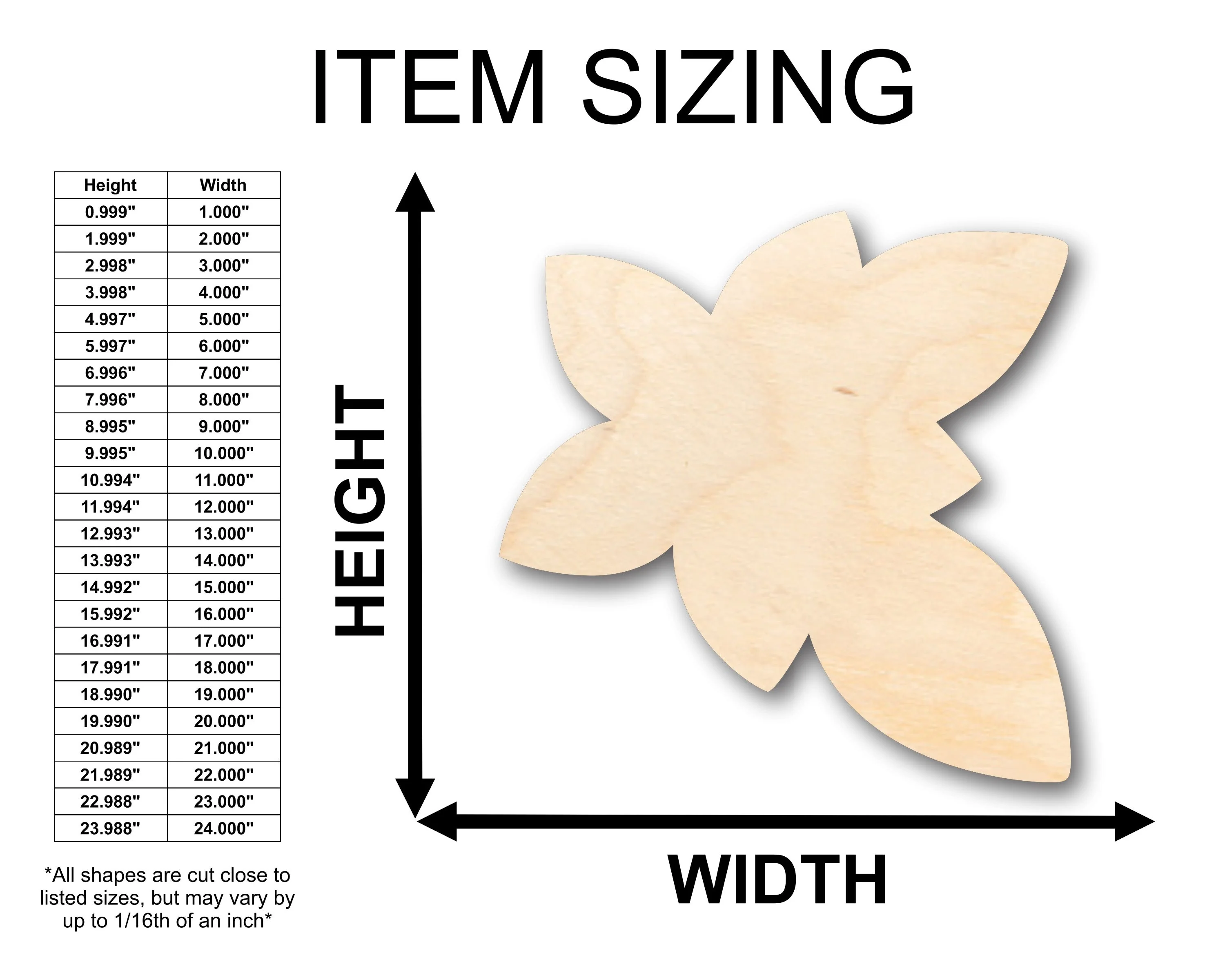 Unfinished Wood Plumeria Flower Shape - Craft - up to 46" DIY - Image 2