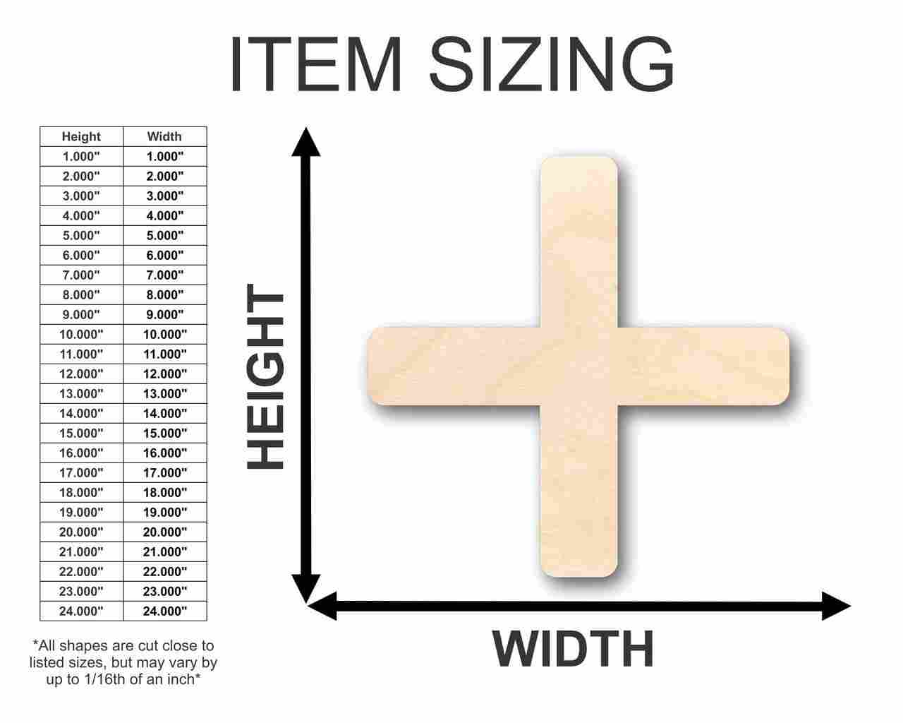Unfinished Wood Plus Sign Symbol - Math School - Craft - up to 46" DIY - Image 2