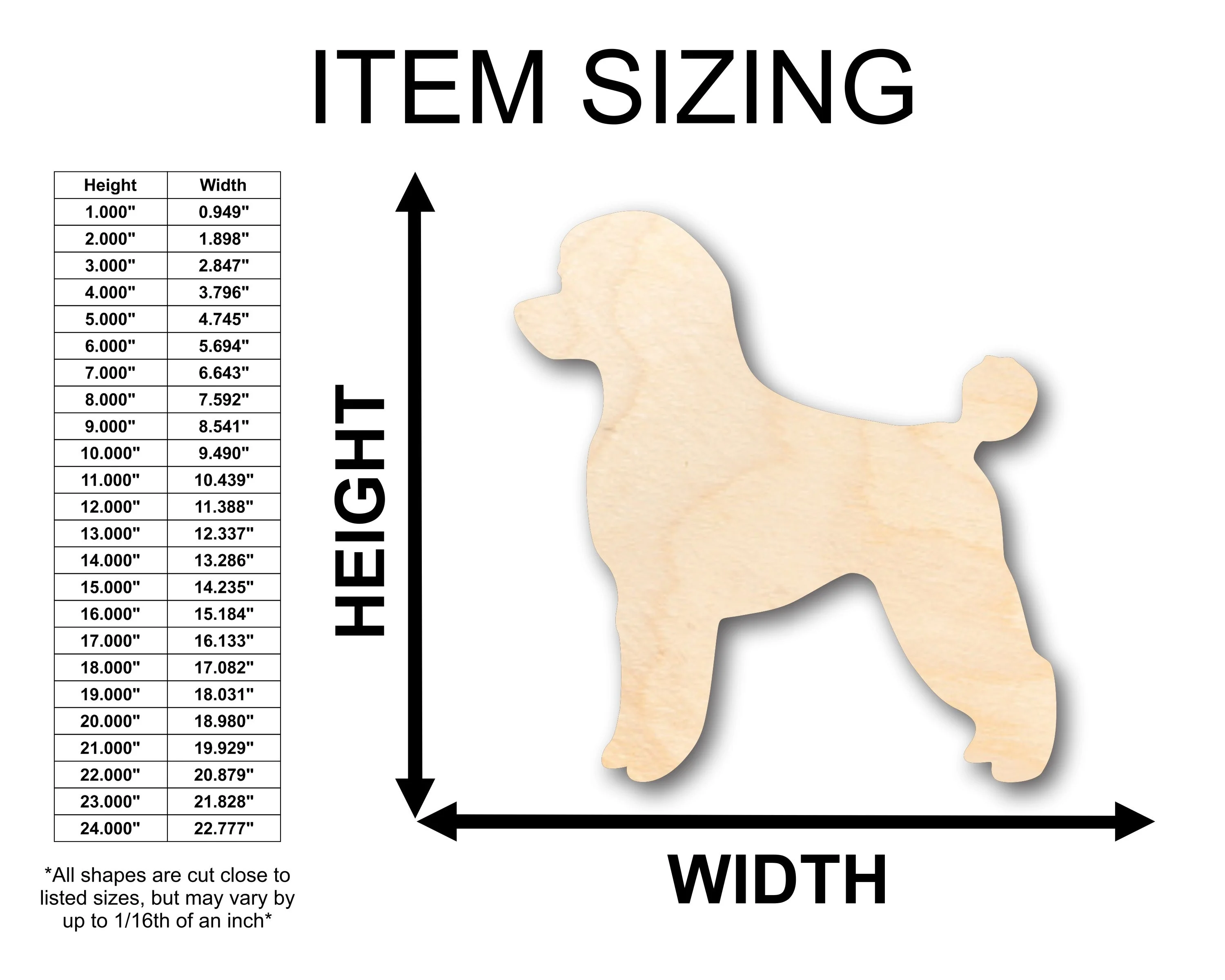 Unfinished Wood Poddle Dog Shape - Craft - up to 46" DIY - Image 2