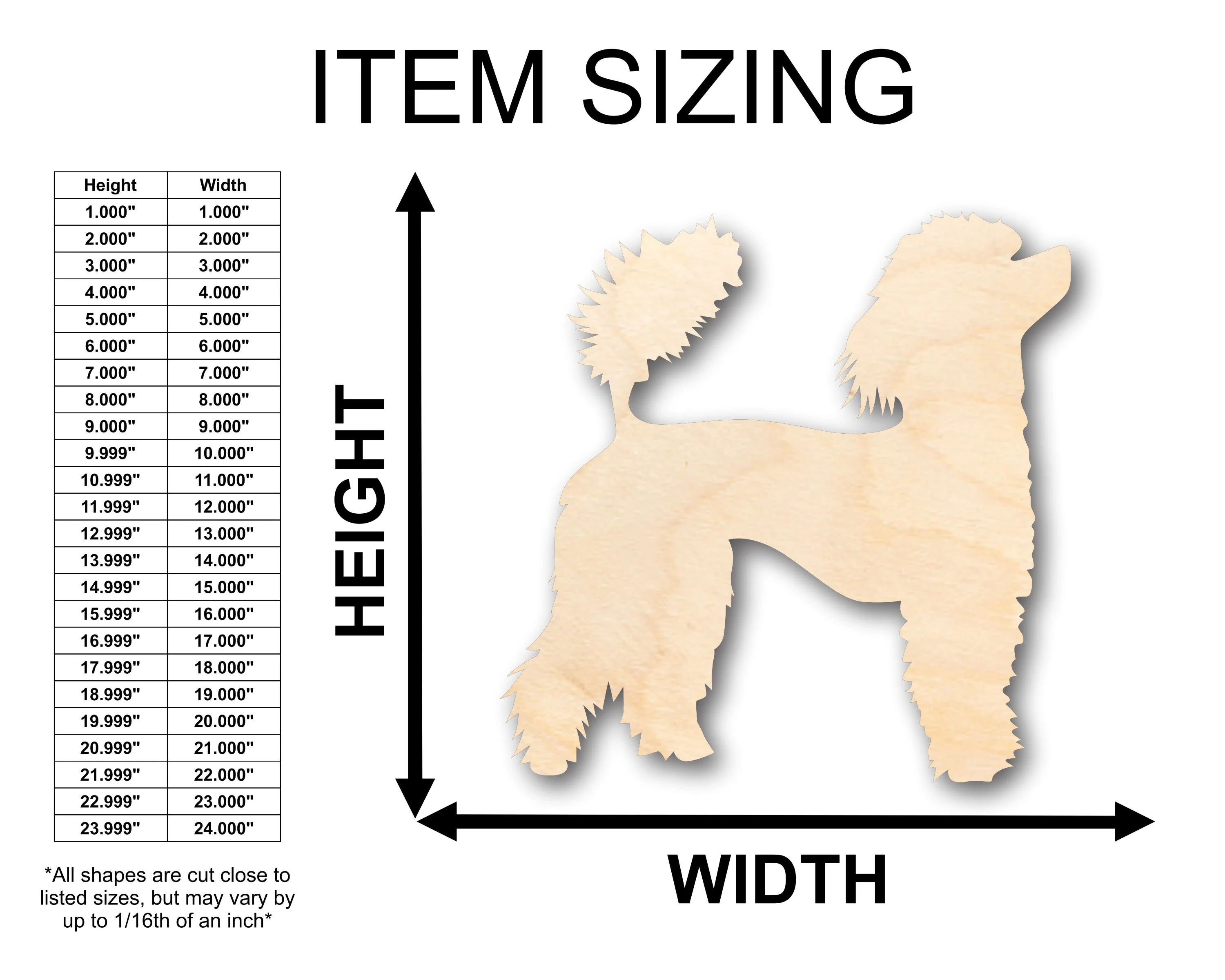 Unfinished Wood Poddle Dog Shape - Craft - up to 46" DIY - Image 2