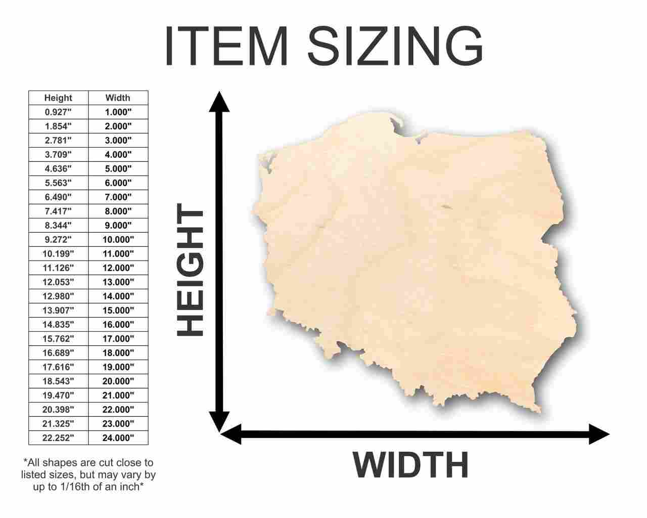 Unfinished Wood Poland Shape - Country - Craft - up to 46" Width DIY - Image 2