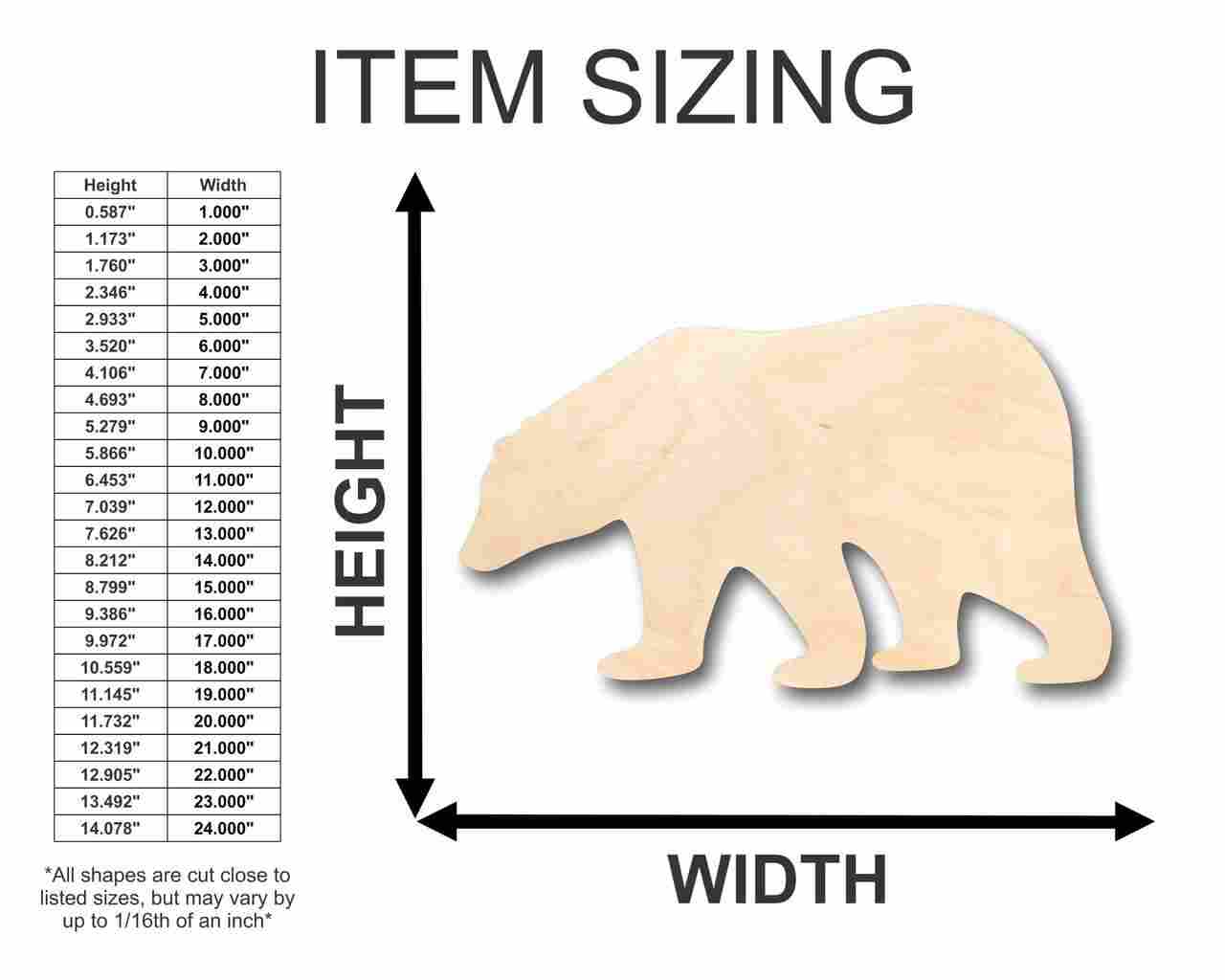 Unfinished Wood Polar Bear Shape - Animal - Craft - up to 46" DIY - Image 2