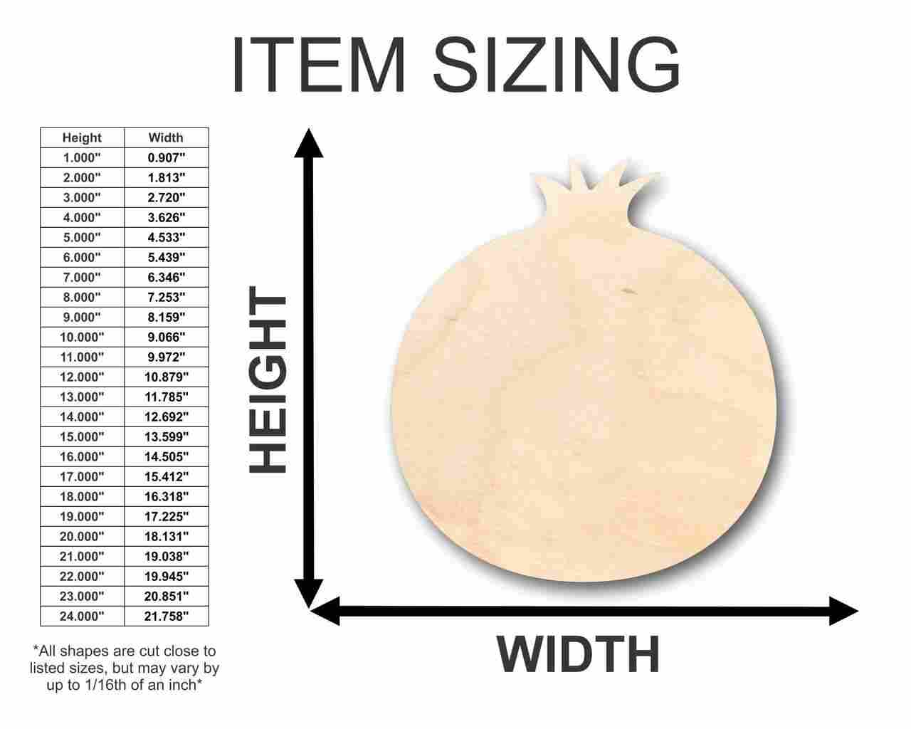 Unfinished Wood Pomegranate Shape - Fruit - Craft - up to 46" DIY - Image 2