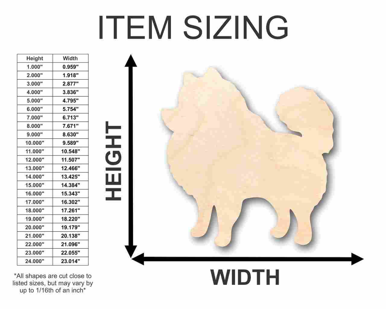 Unfinished Wood Pomeranian Dog Shape - Animal - Pet - Craft - up to 46" DIY - Image 2