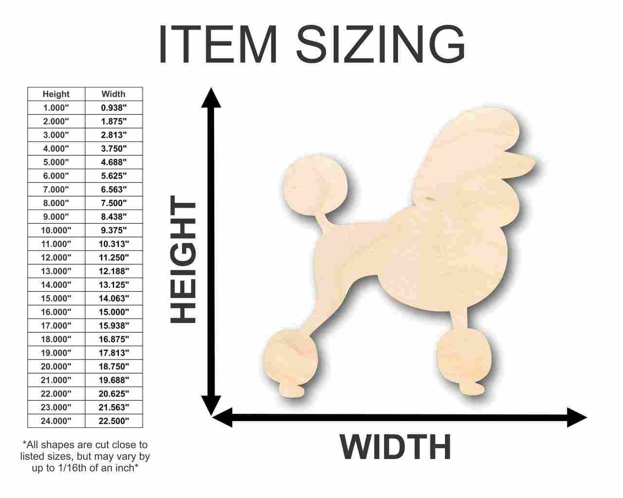 Unfinished Wood Poodle Dog Shape - Animal - Pet - Craft - up to 46" DIY - Image 2