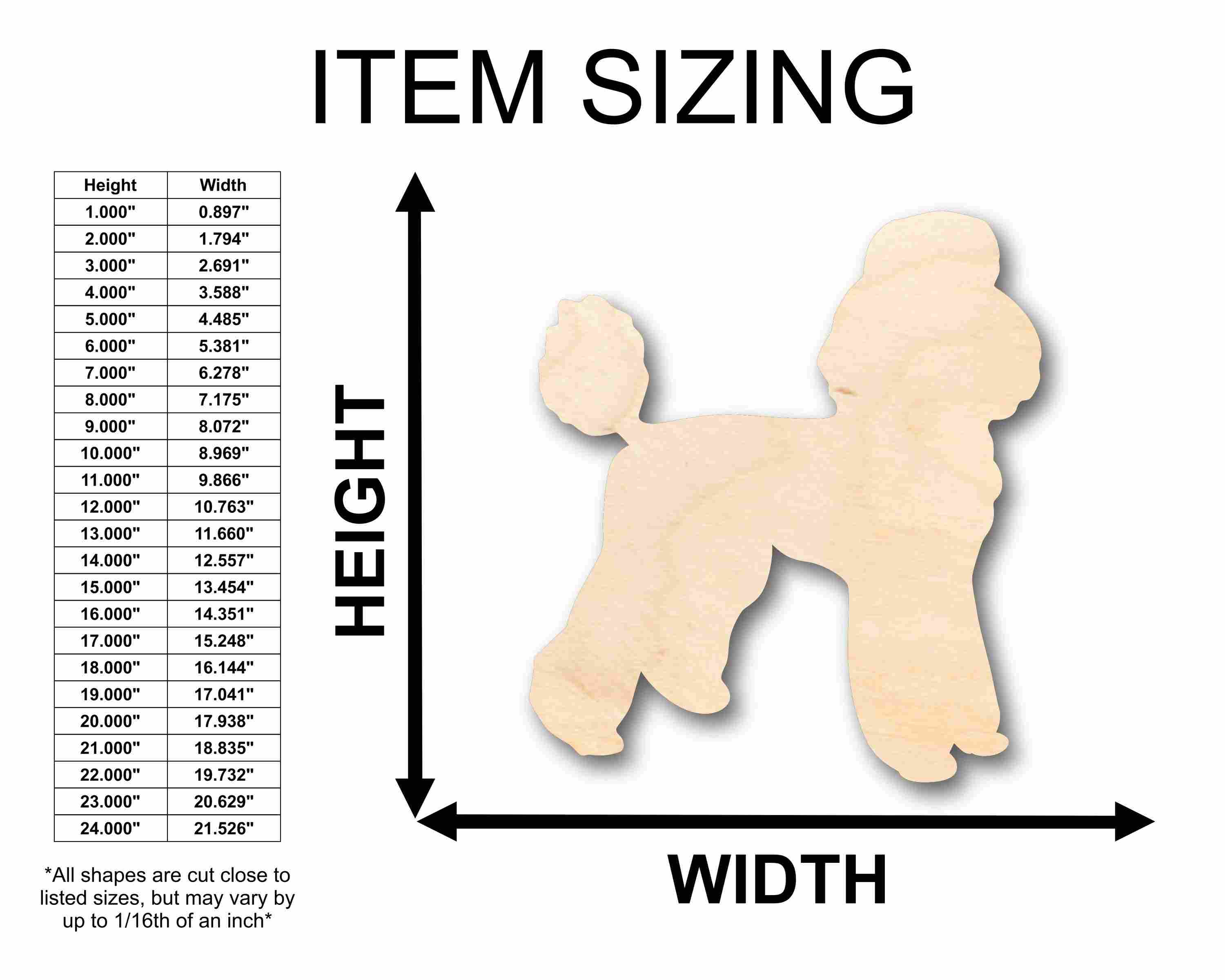 Unfinished Wood Poodle Dog Silhouette - Craft- up to 46" DIY - Image 2