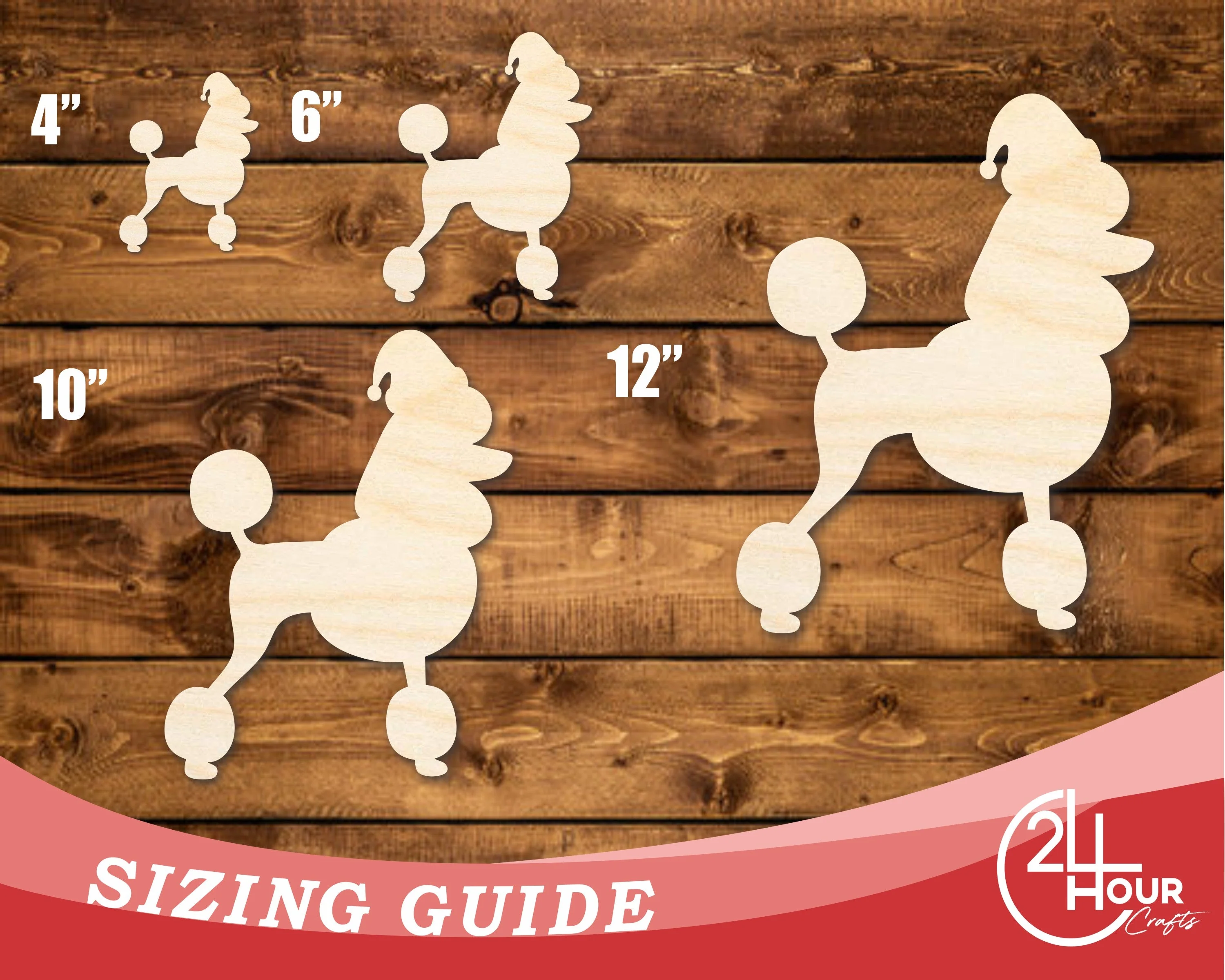 Unfinished Wood Poodle With Santa Hat Shape | DIY Craft Cutout | up to 46" DIY - Image 3