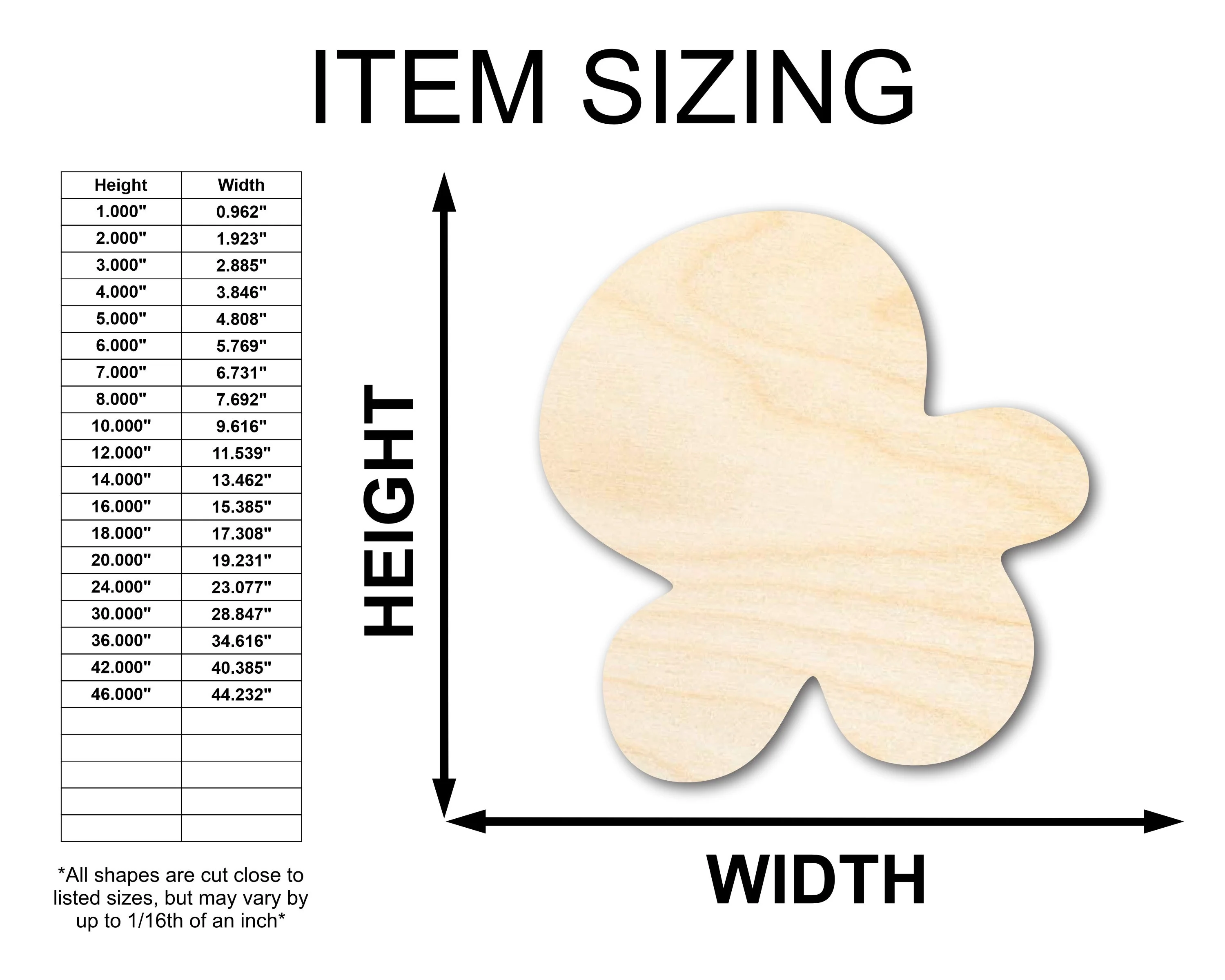Unfinished Wood Popcorn Kernal Shape | Craft Cutout | up to 46" DIY - Image 2