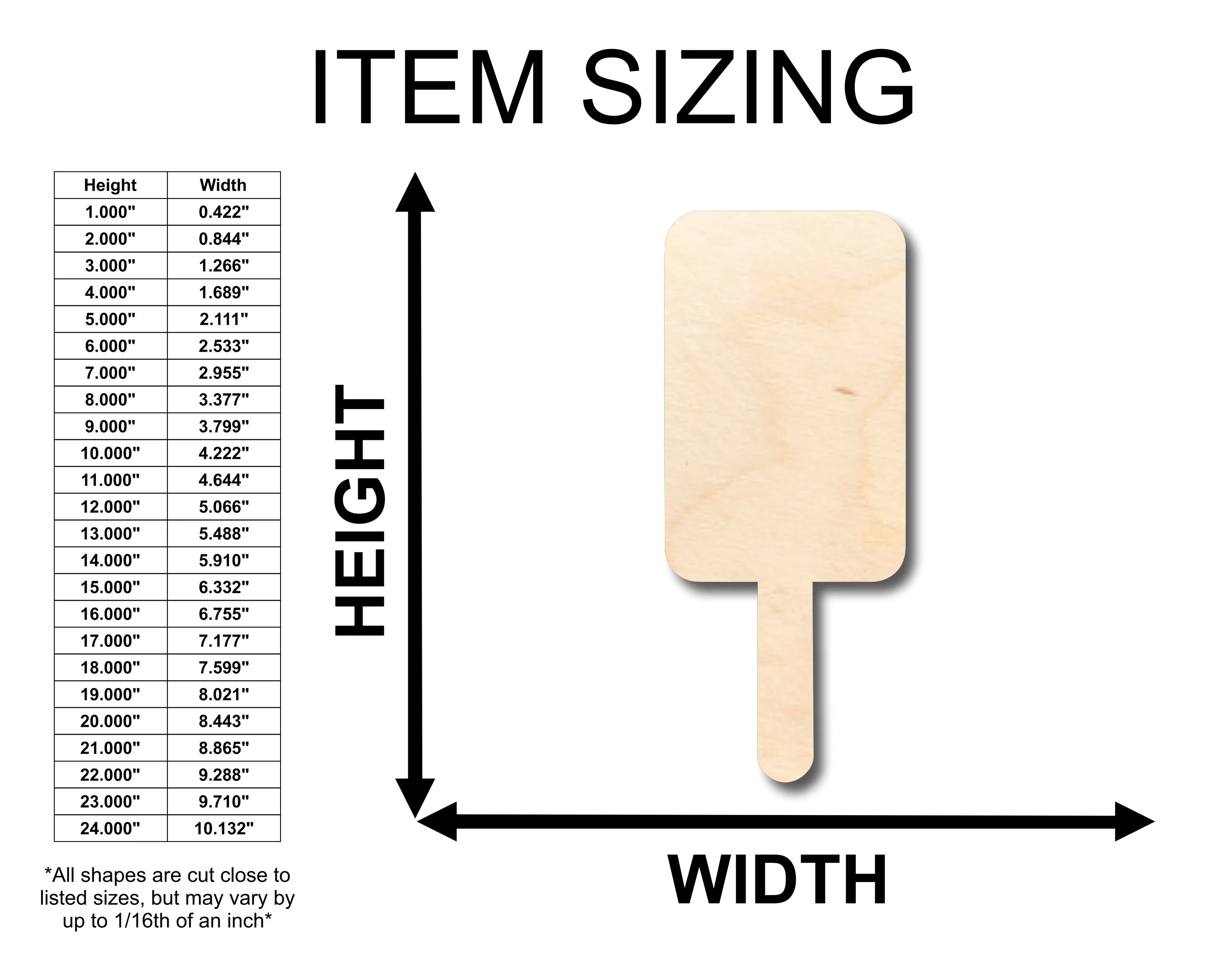 Unfinished Wood Popsicle Shape - Craft - up to 46" DIY - Image 2