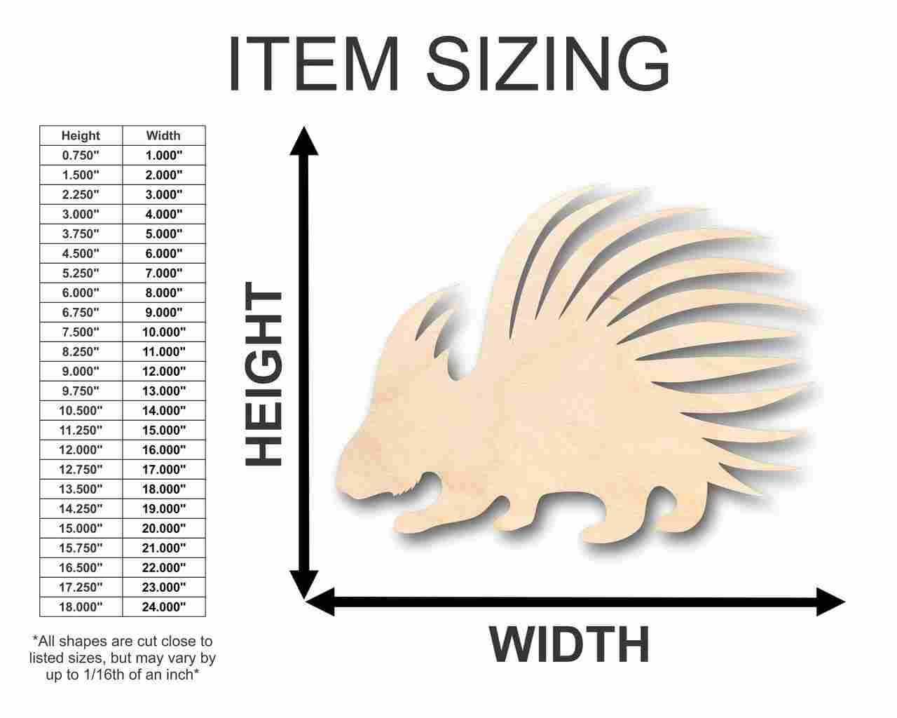 Unfinished Wood Porcupine Shape - Animal - Wildlife - Craft - up to 46" DIY - Image 2
