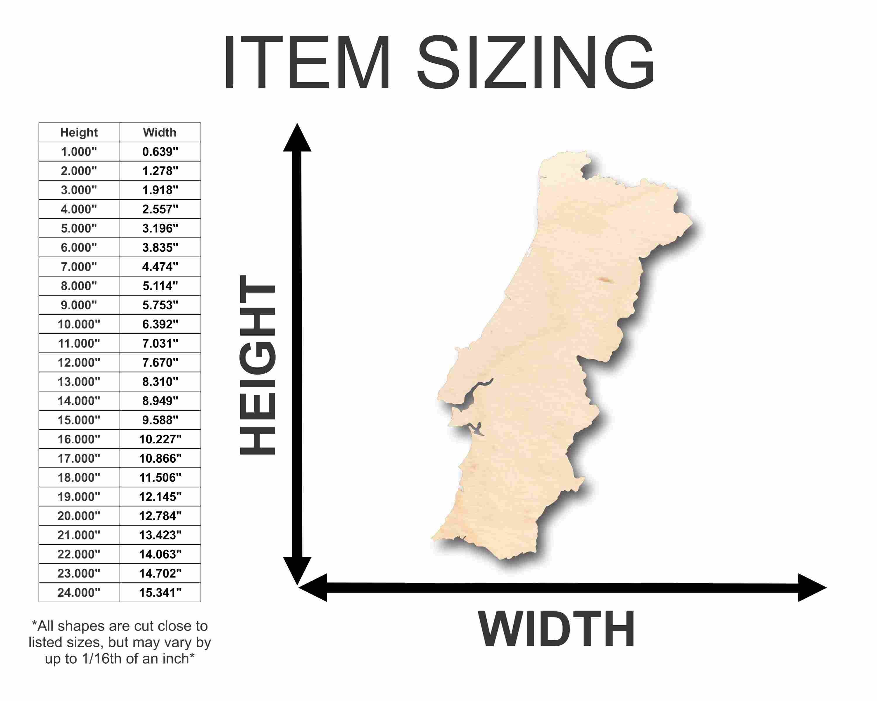 Unfinished Wood Portugal Silhouette - Craft- up to 46" DIY - Image 2