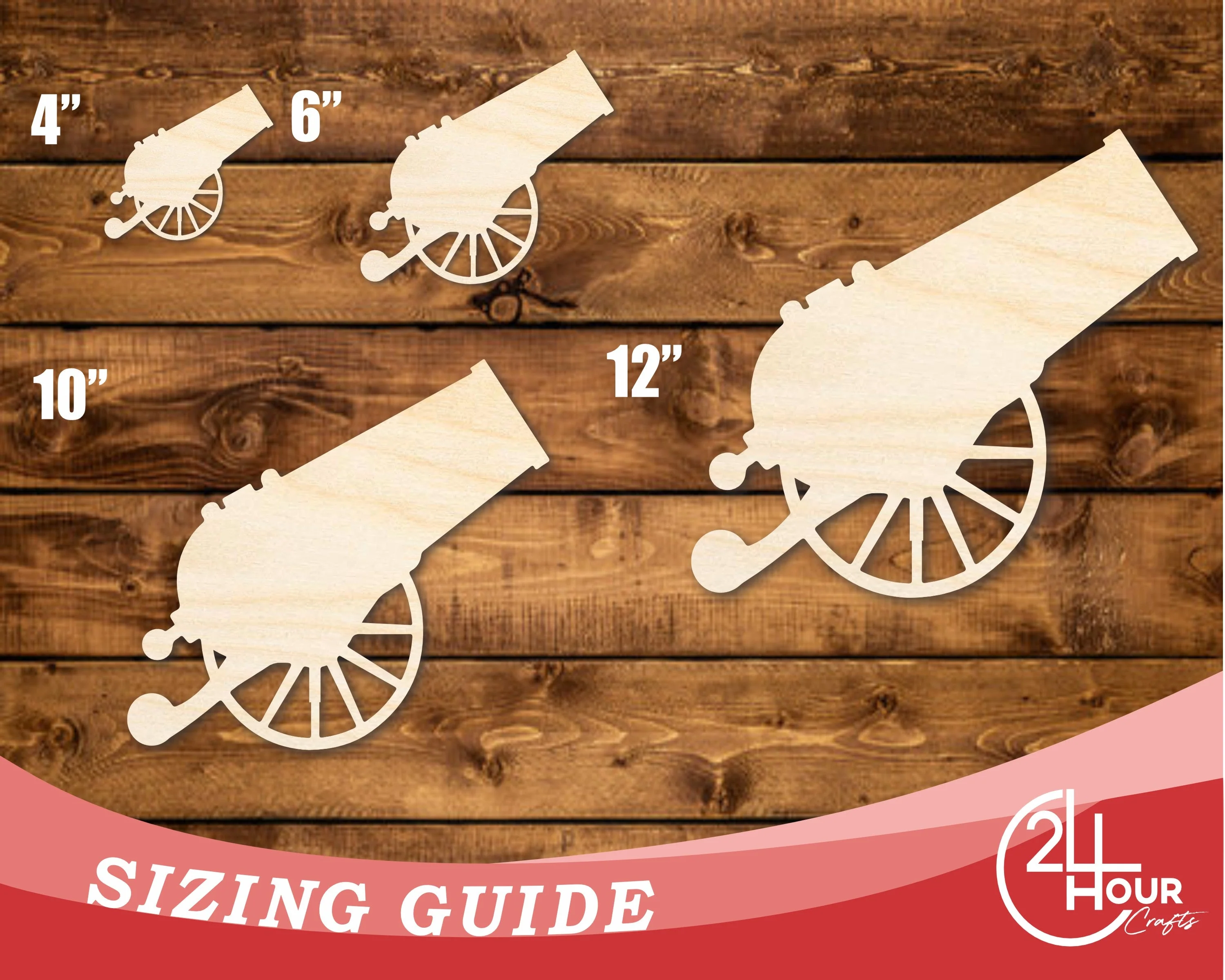 Unfinished Wood Positioned Cannon Shape | DIY Craft Cutout | up to 46" DIY - Image 3