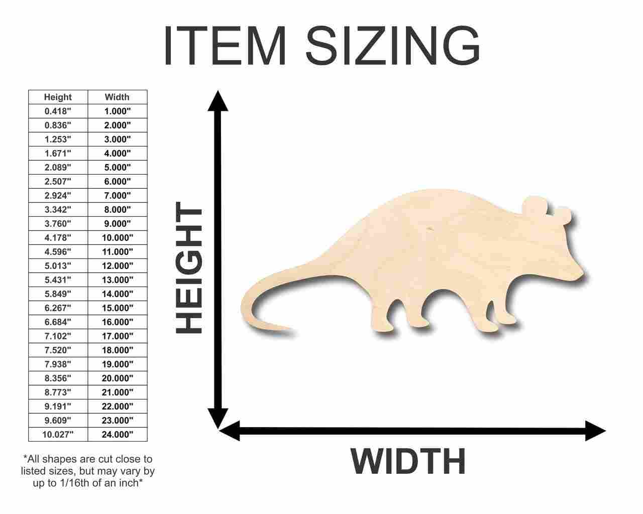 Unfinished Wood Possum Shape - Animal - Wildlife - Craft - up to 46" DIY - Image 2