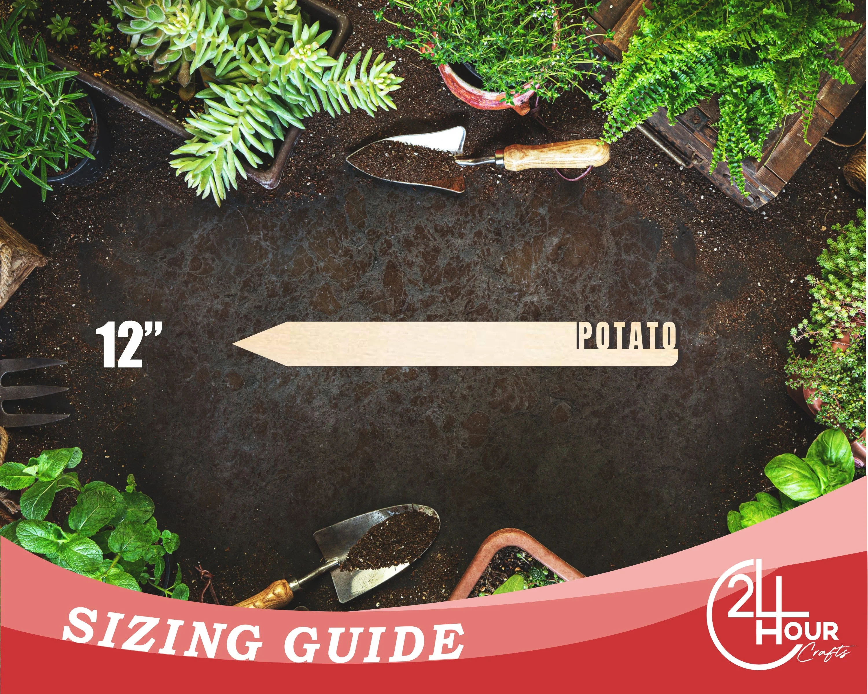 Unfinished Wood Potato Garden Stake | DIY Craft Cutout | up to 24" DIY - Image 3