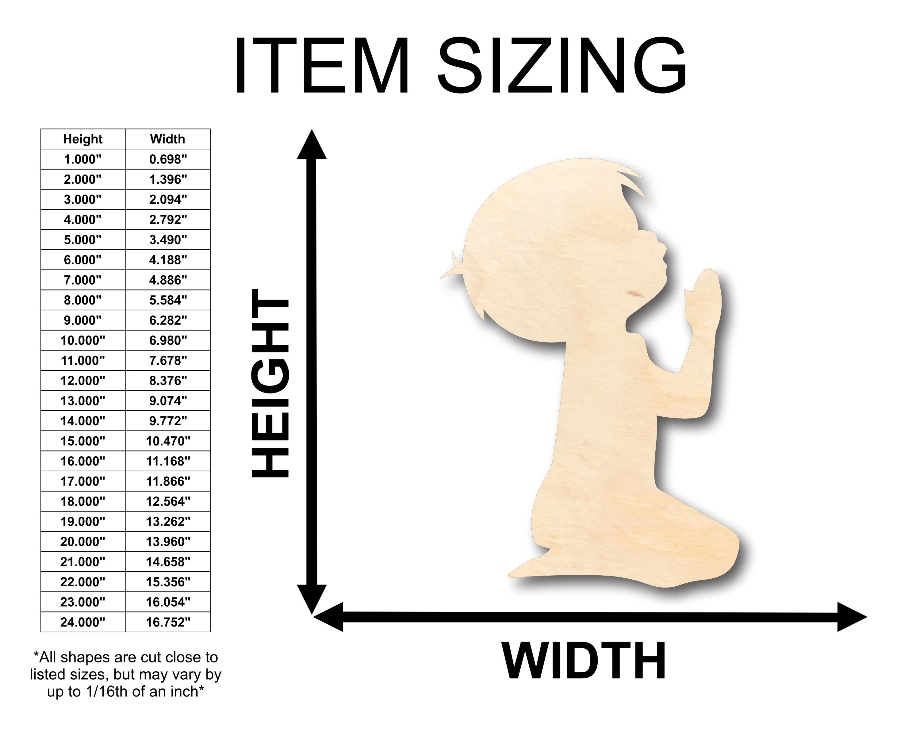 Unfinished Wood Praying Boy Shape - Craft - up to 46" DIY - Image 2