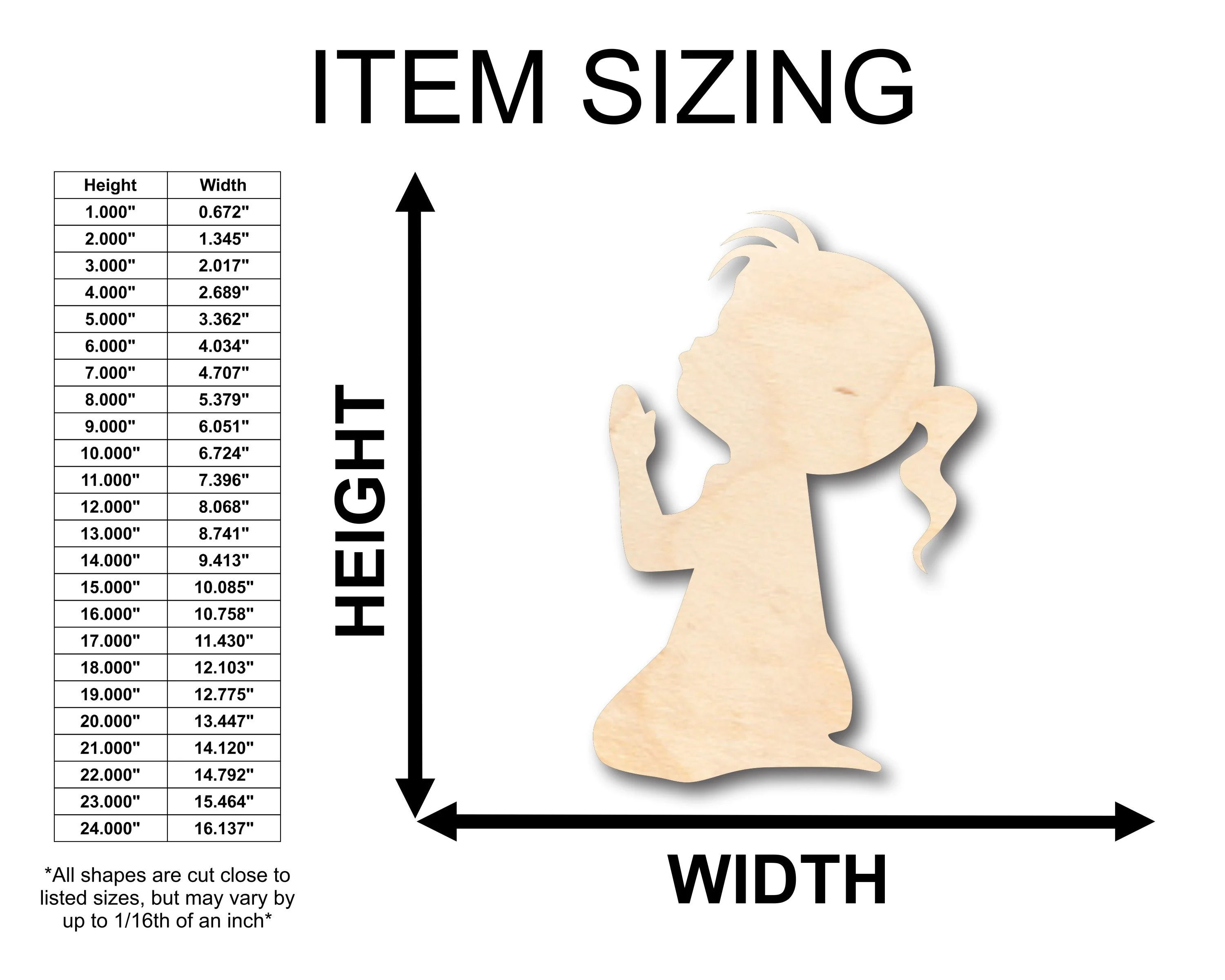 Unfinished Wood Praying Girl Shape - Craft - up to 46" DIY - Image 2