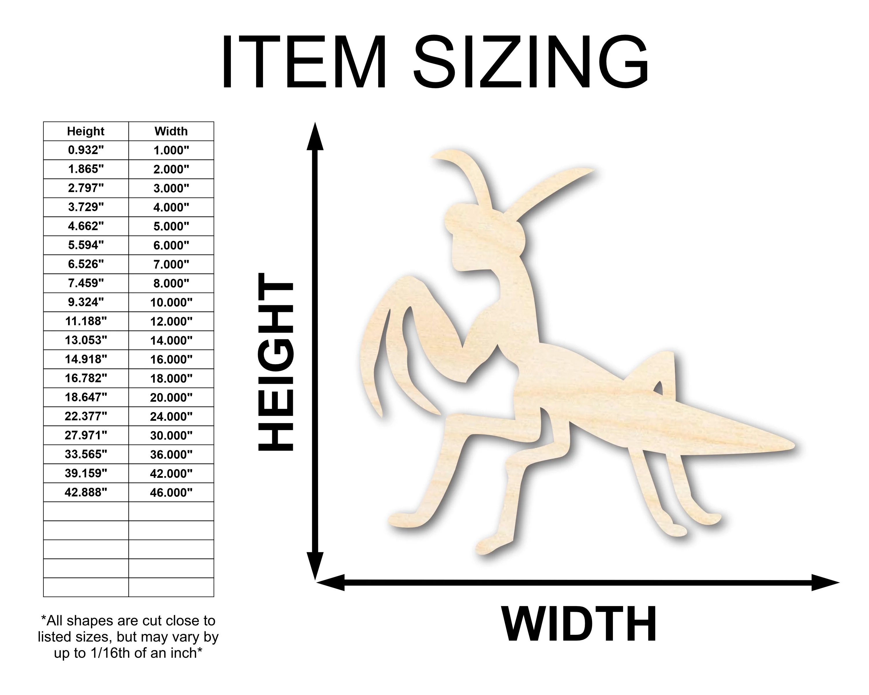 Unfinished Wood Praying Mantis Silhouette - Craft - up to 46" DIY - Image 2