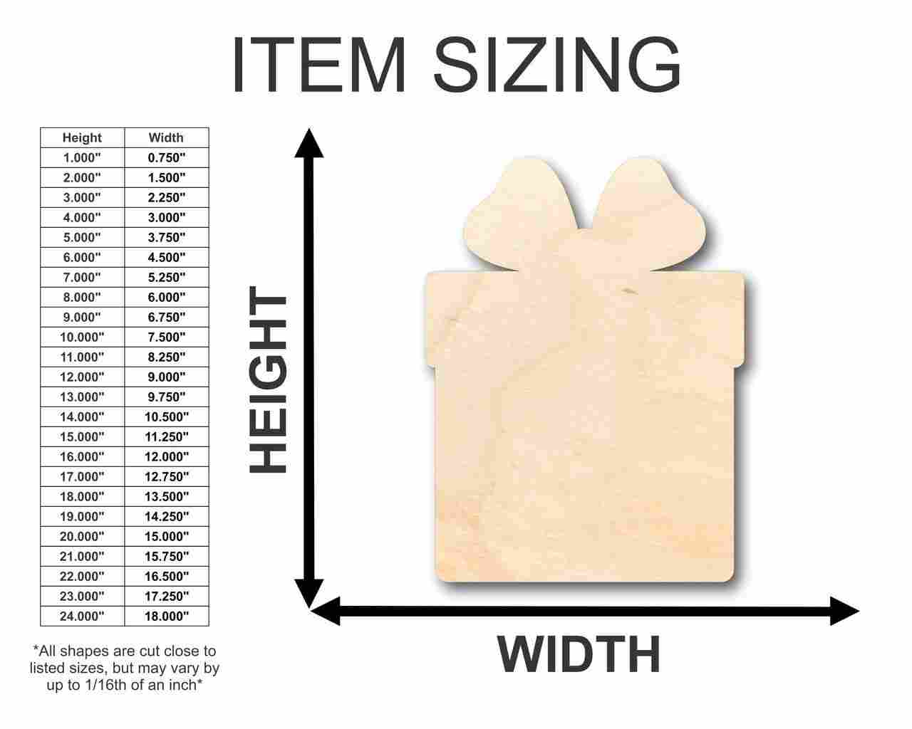 Unfinished Wood Present Gift Shape - Christmas - Birthday - Craft - up to 46" DIY - Image 3