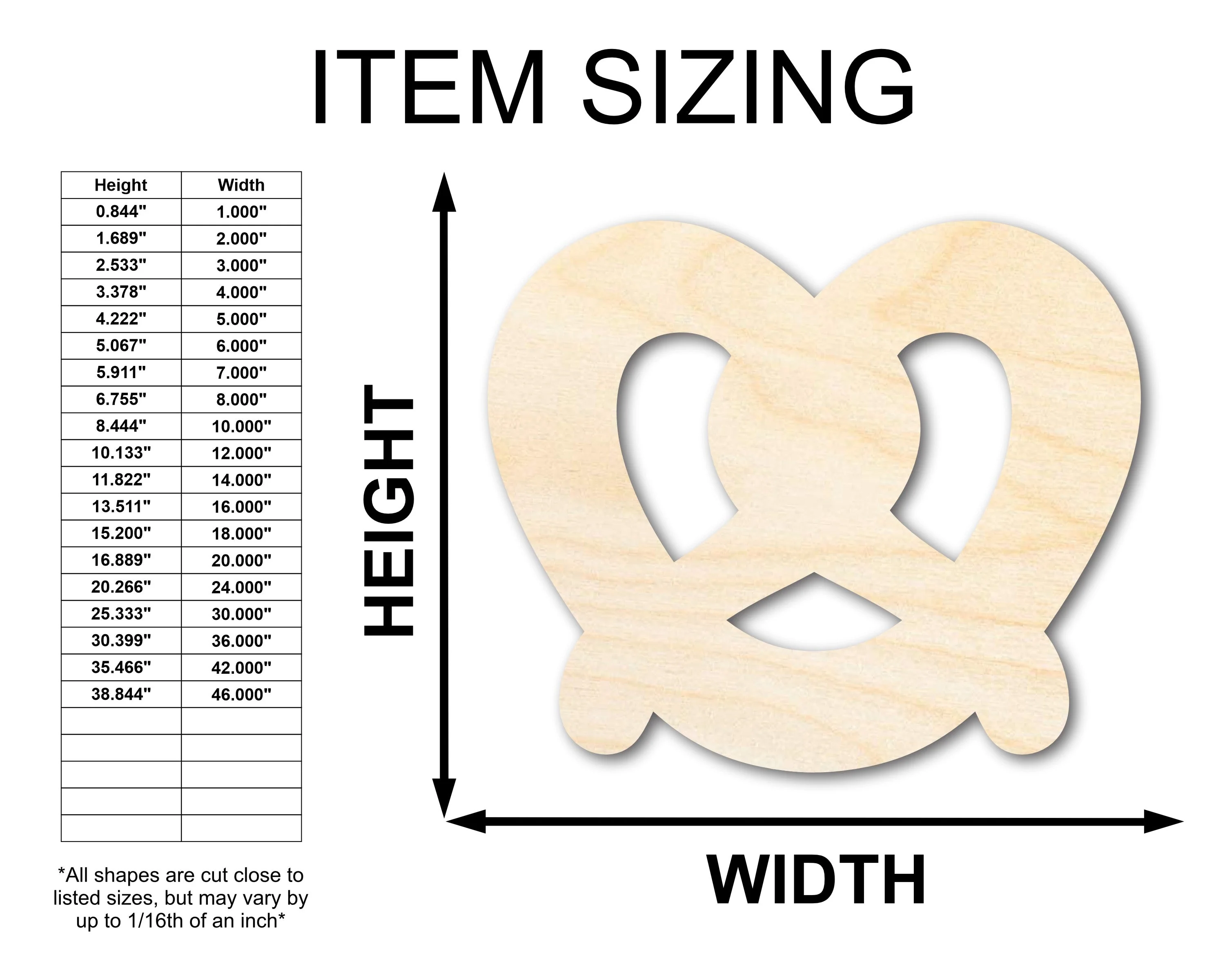 Unfinished Wood Pretzel Shape | Food | Craft Cutout | up to 46" DIY - Image 2