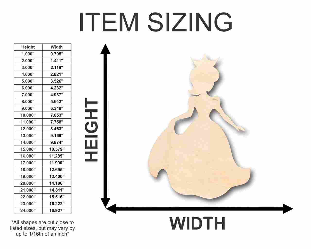 Unfinished Wood Princess Shape - Royalty - Craft - up to 46" DIY - Image 2