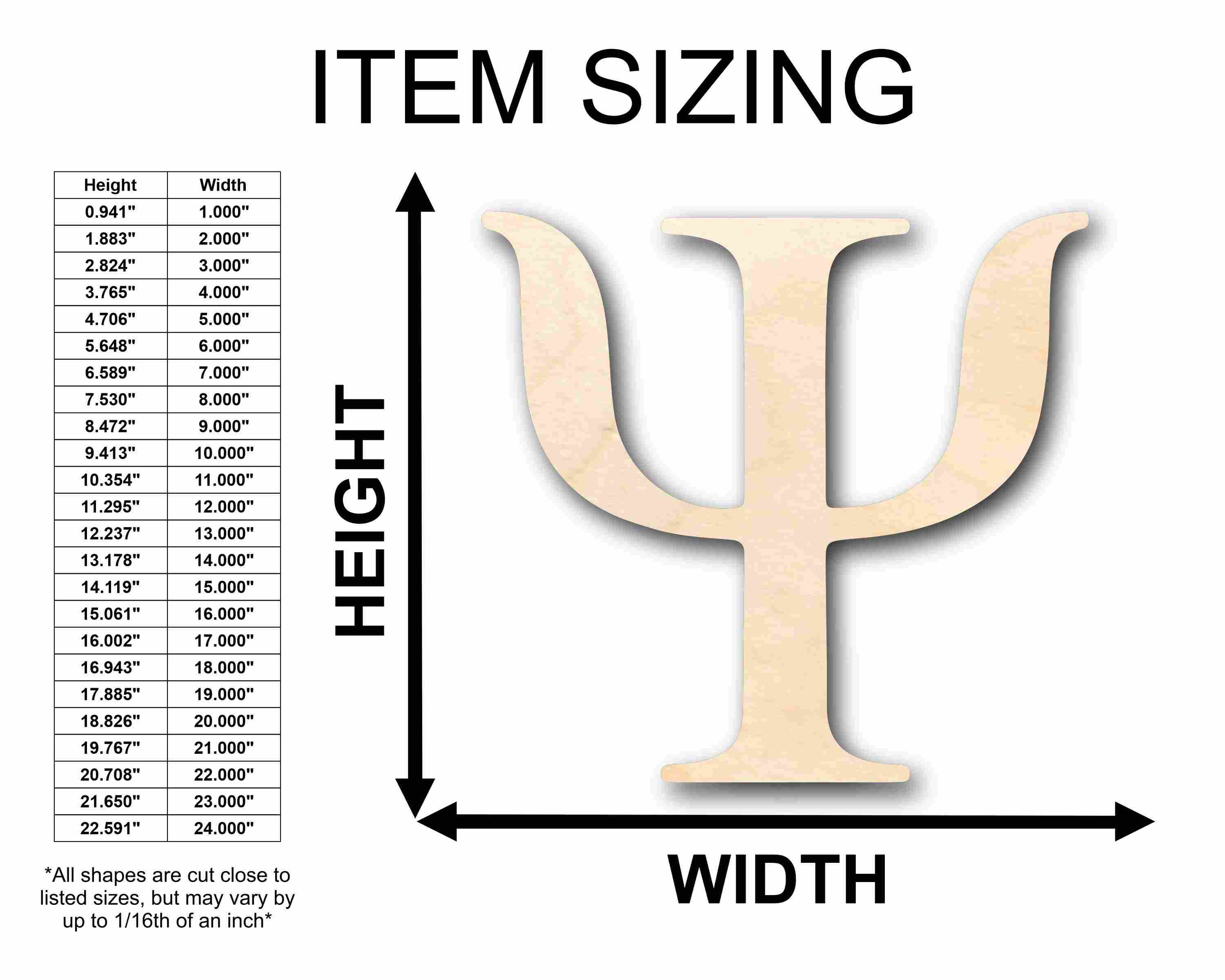 Unfinished Wood Psi Silhouette - Craft- up to 46" DIY - Image 2