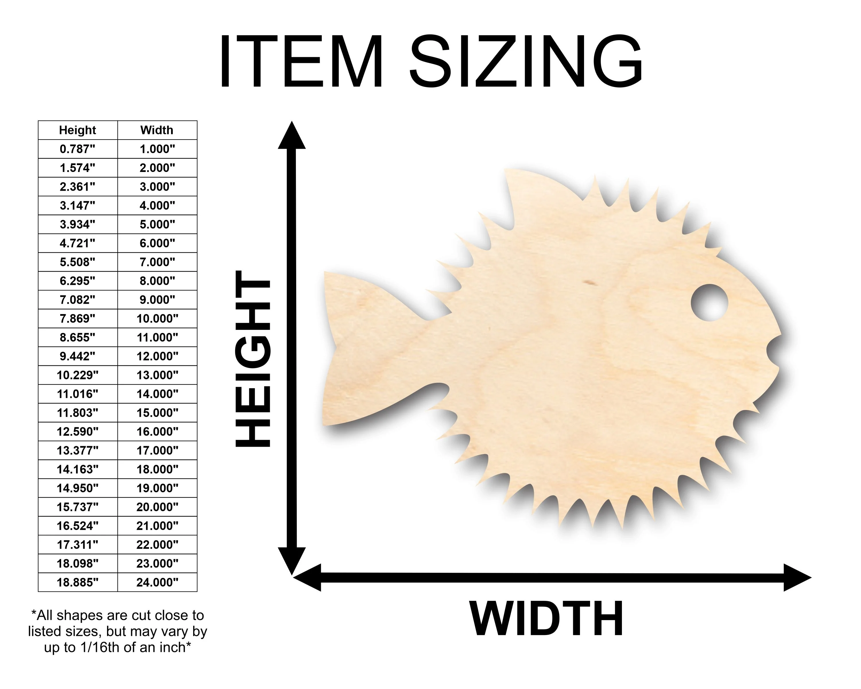 Unfinished Wood Puffer Fish Shape - Craft - up to 46" DIY - Image 2