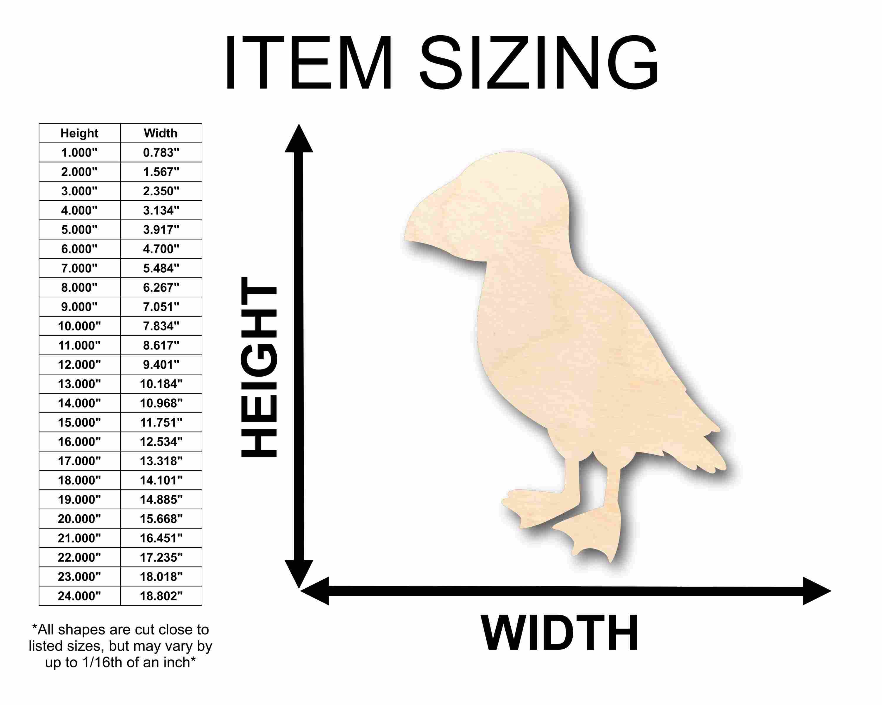 Unfinished Wood Puffin Silhouette - Craft- up to 46" DIY - Image 2