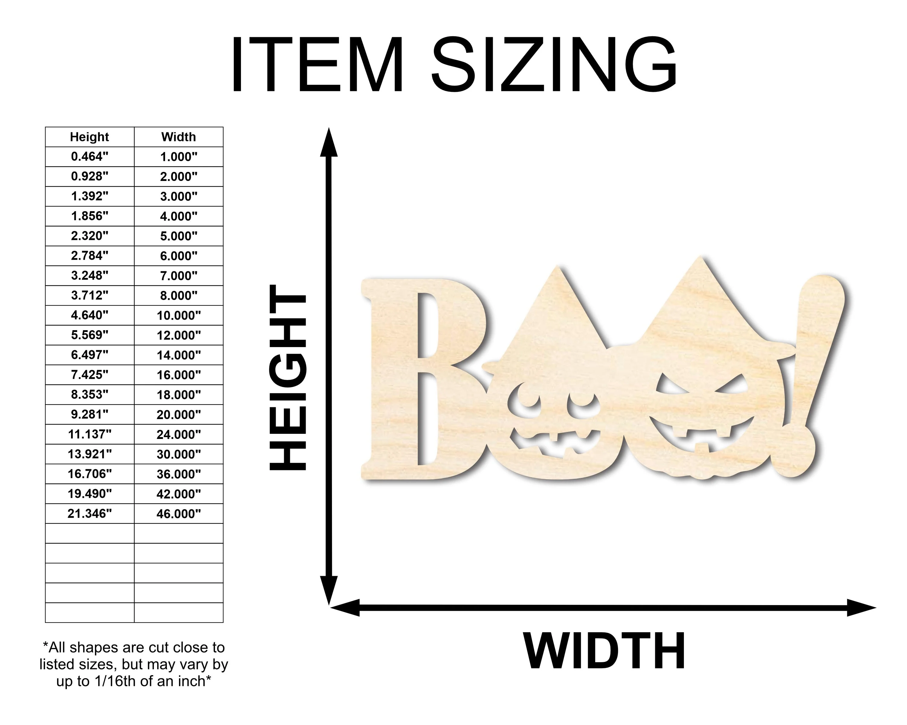 Unfinished Wood Pumpkin Boo Shape | Craft Cutout | up to 46" DIY - Image 2