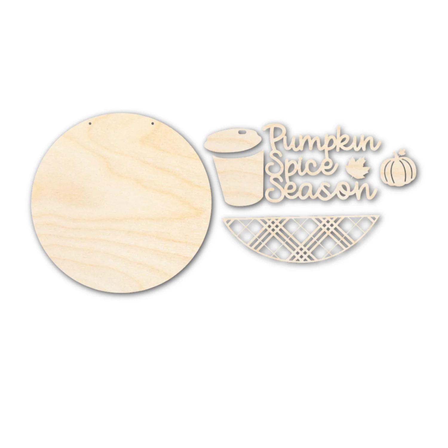 Unfinished Wood Pumpkin Spice Season Door Sign Kit | Wood Craft Cutouts | 1/4" Thick | - Image 3