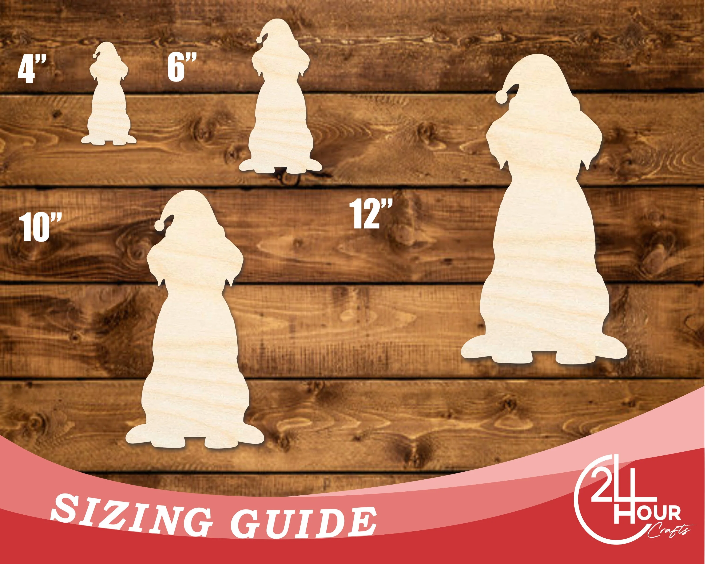 Unfinished Wood Puppy With Santa Hat Shape | DIY Craft Cutout | up to 46" DIY - Image 3