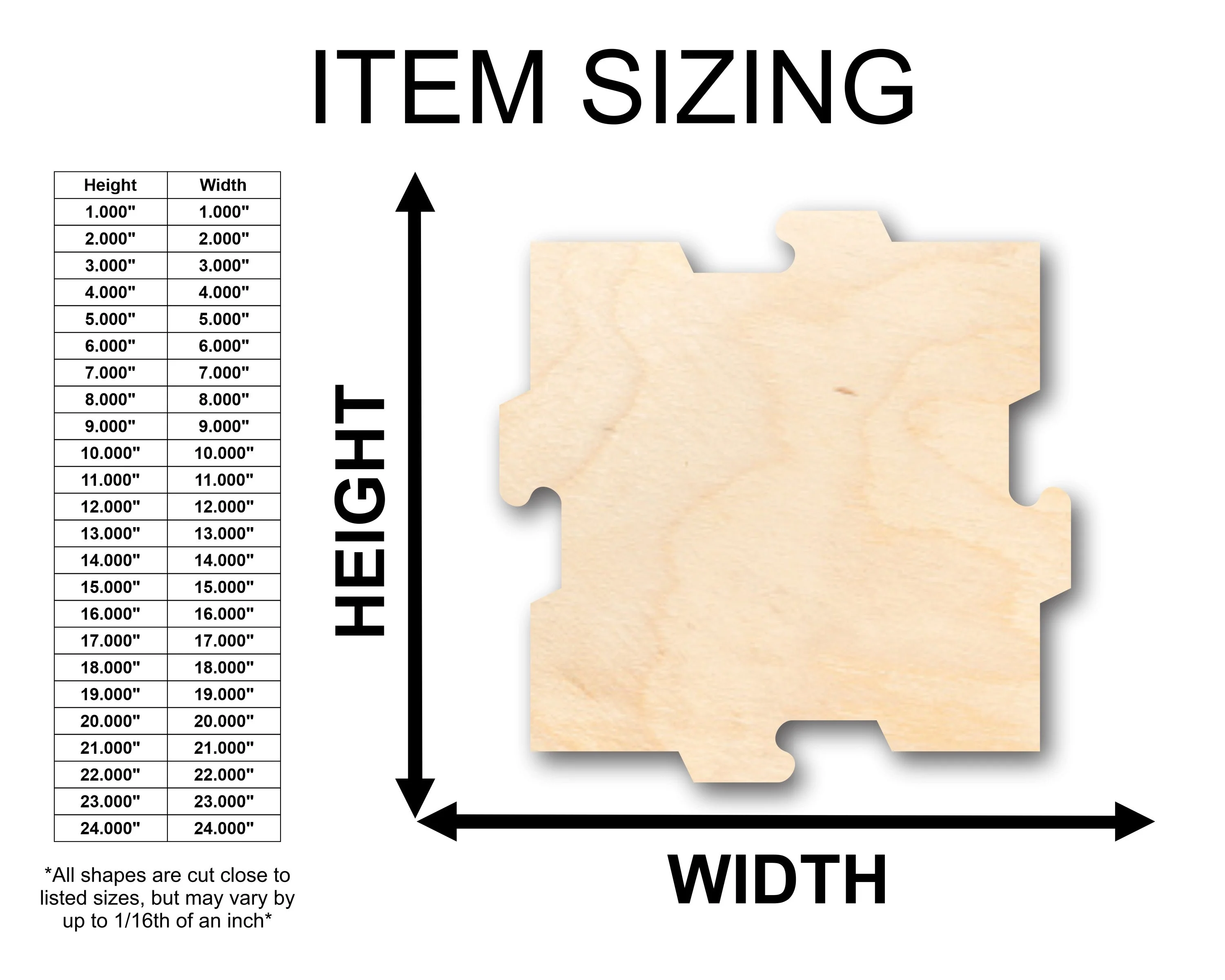 Unfinished Wood Puzzle Piece Interlocking Shape - Craft - up to 46" DIY - Image 2