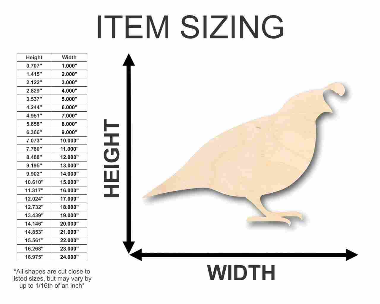 Unfinished Wood Quail Shape - Animal - Wildlife - Hunting - Craft - up to 46" DIY - Image 2