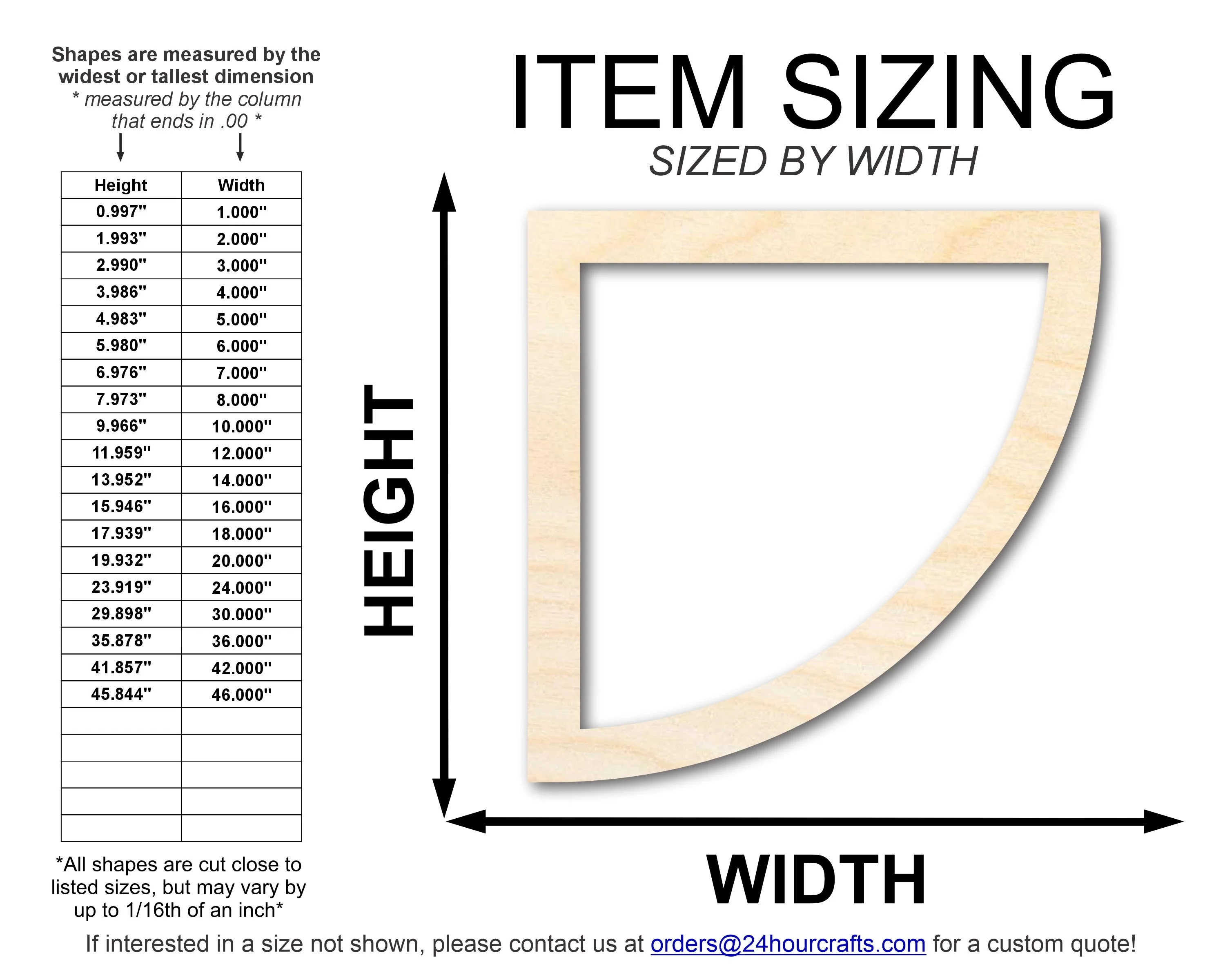 Unfinished Wood Quarter Circle Outline Shape | DIY Craft Cutout | up to 46" DIY - Image 2